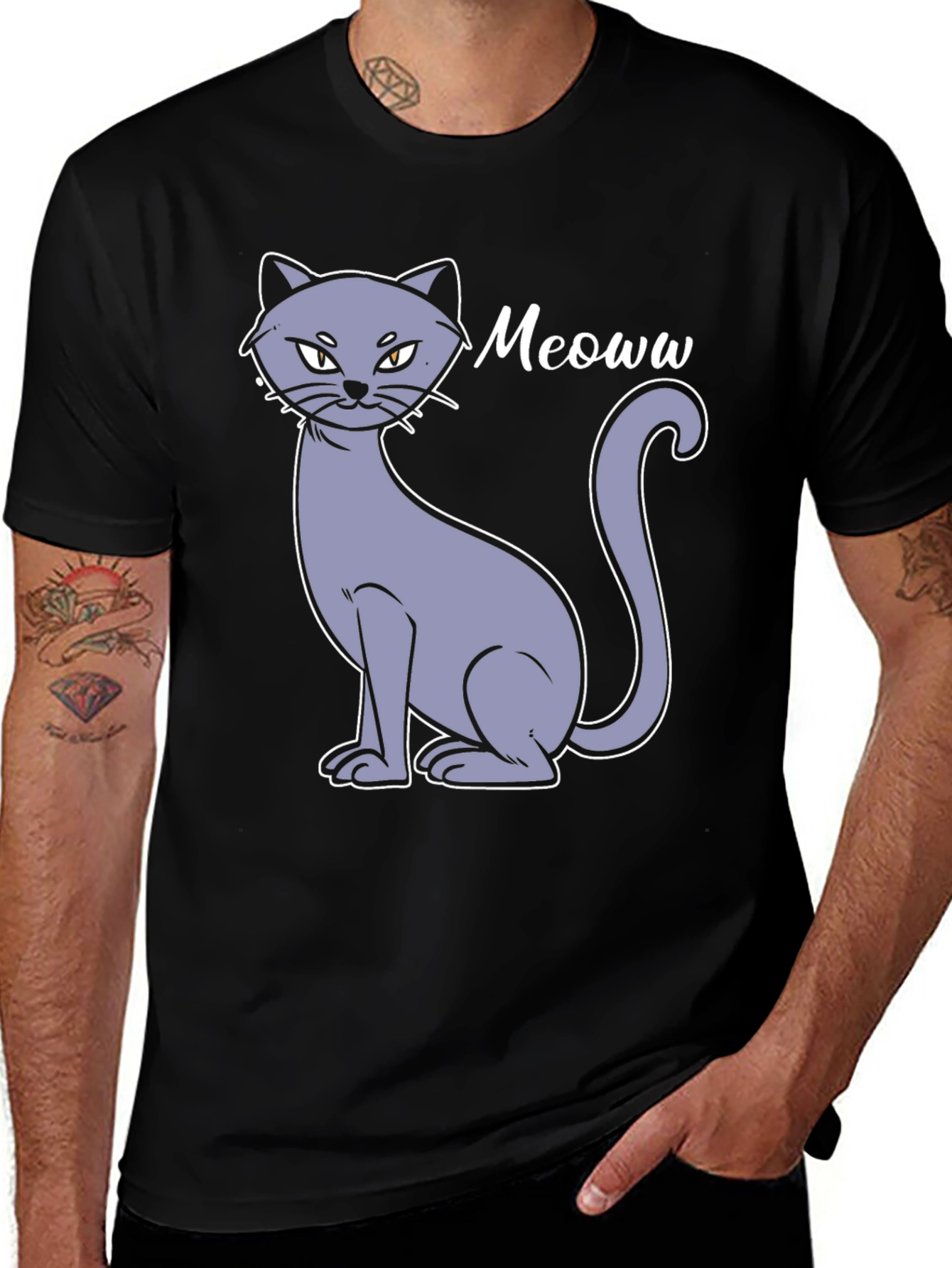 Variant 21 of Meoww Cat Graphic Tee - Soft Cotton Blend T-Shirt