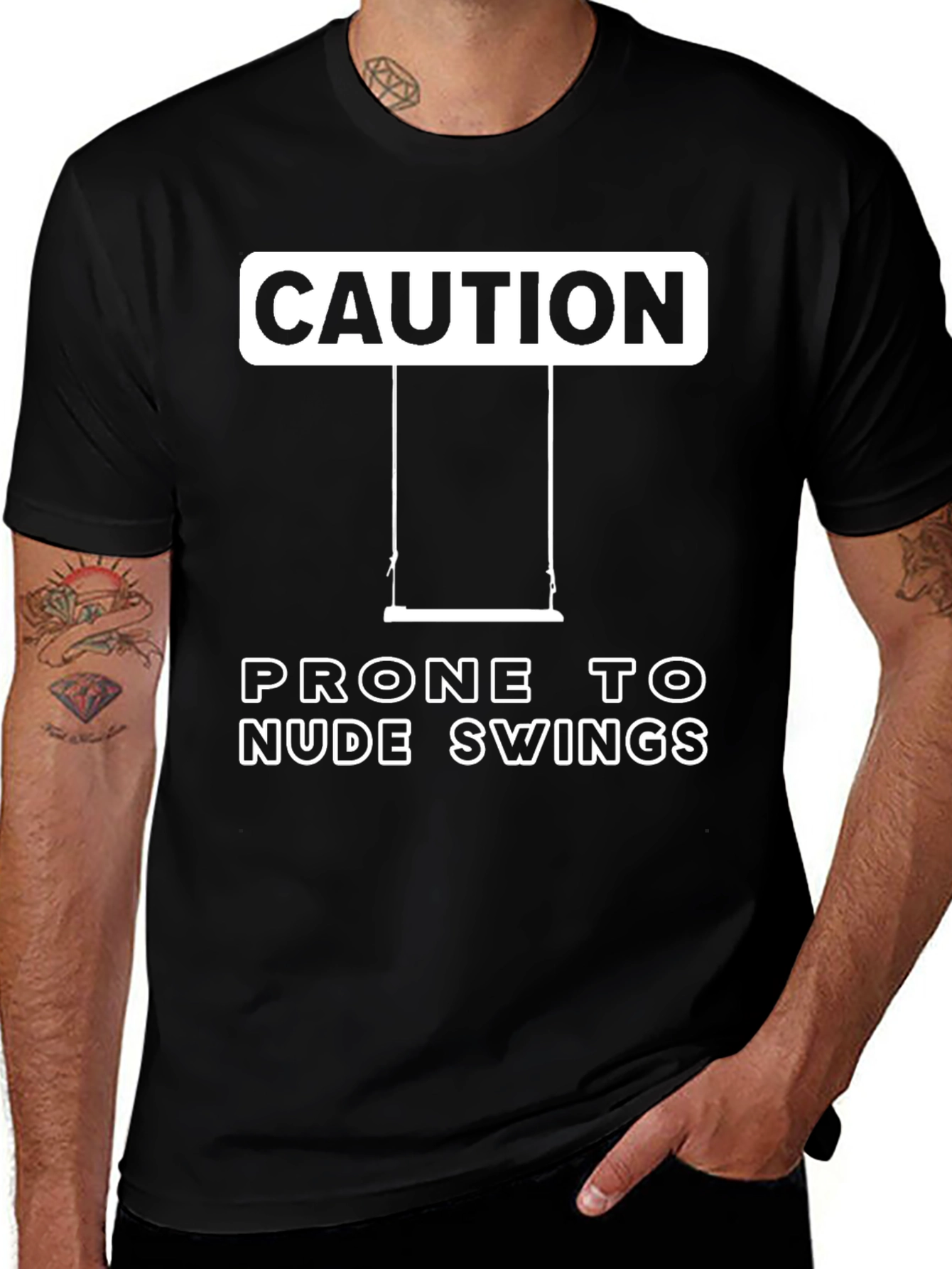 Variant 21 of Caution: Prone to Nude Swings Graphic Tee