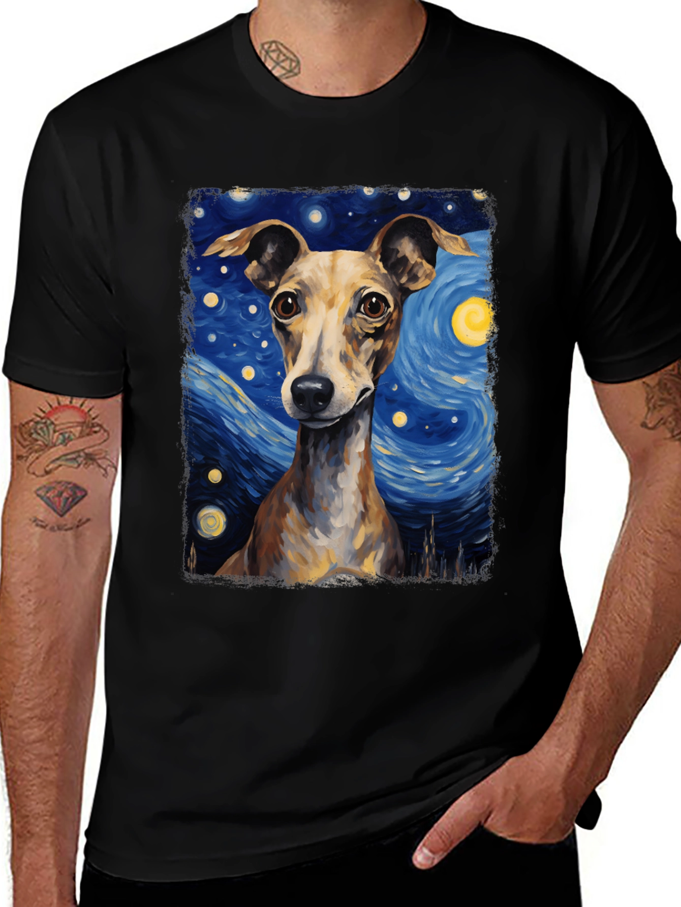 Variant 7 of Starry Night Dog T-Shirt - Unique Artistic Tee