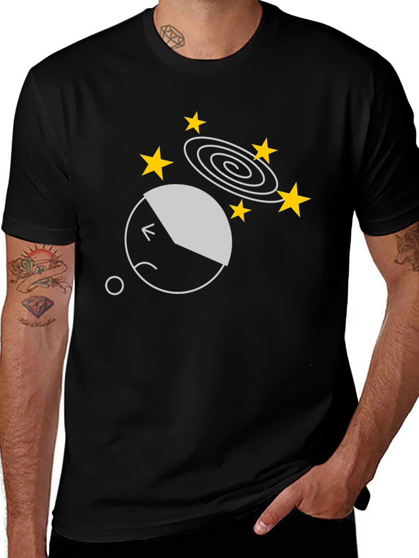 Variant 17 of Cosmic Dizzy Graphic Tee - Black Cotton T-Shirt