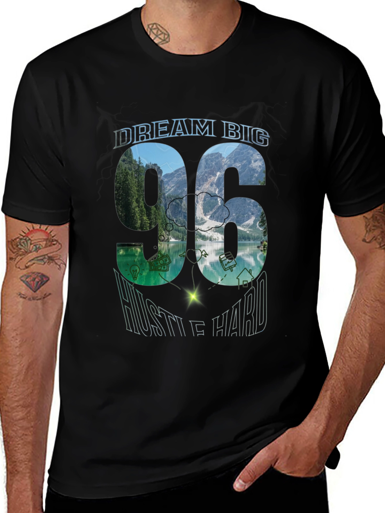 Variant 13 of Dream Big Hustle Hard Graphic T-Shirt