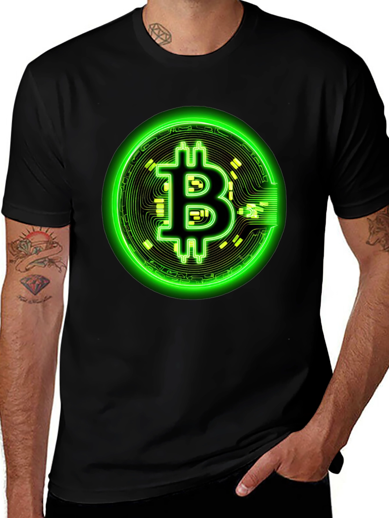 Bitcoin Neon Graphic Black T-Shirt
