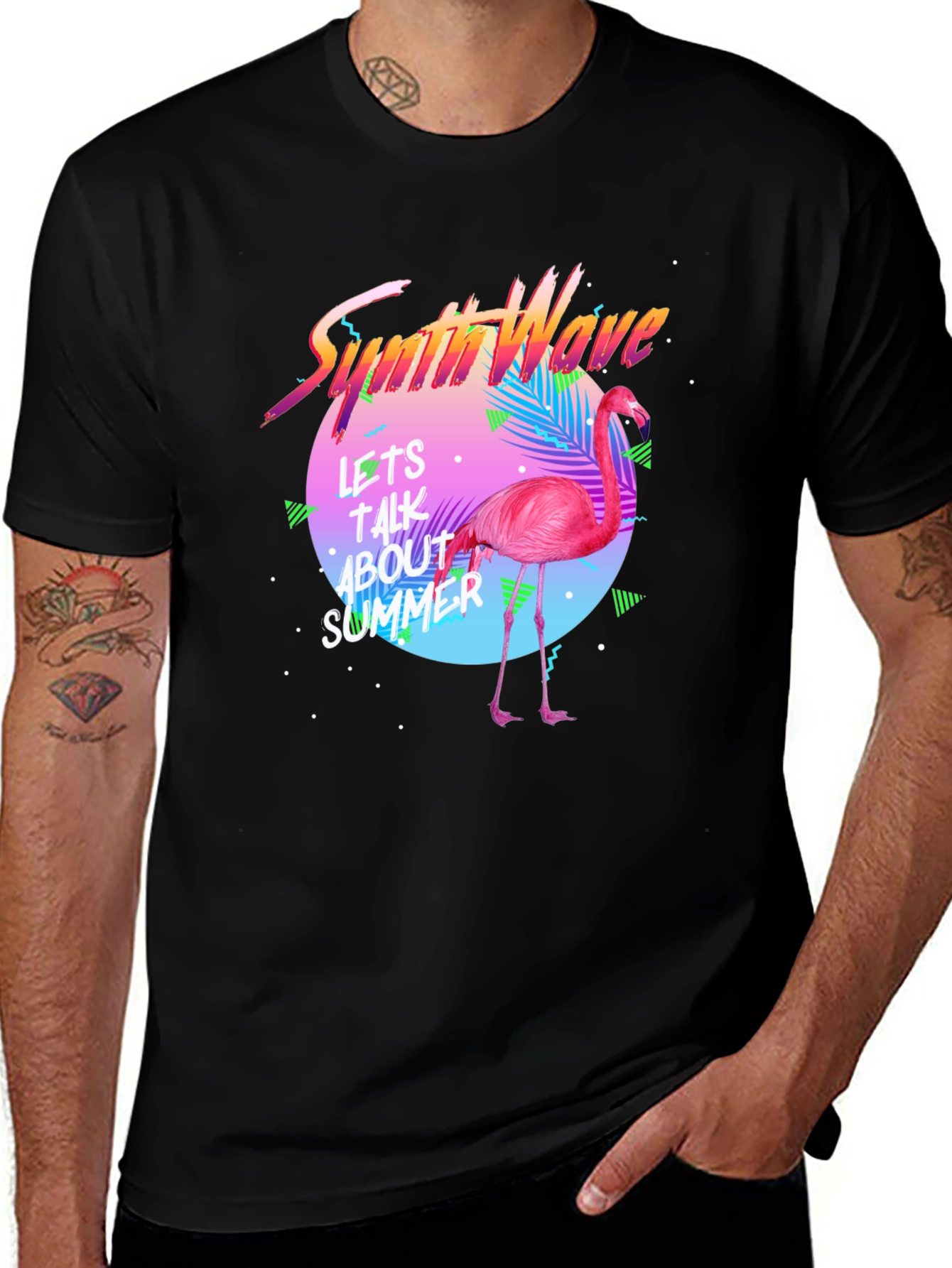Variant 3 of Synthwave Flamingo T-Shirt - Summer Vibes