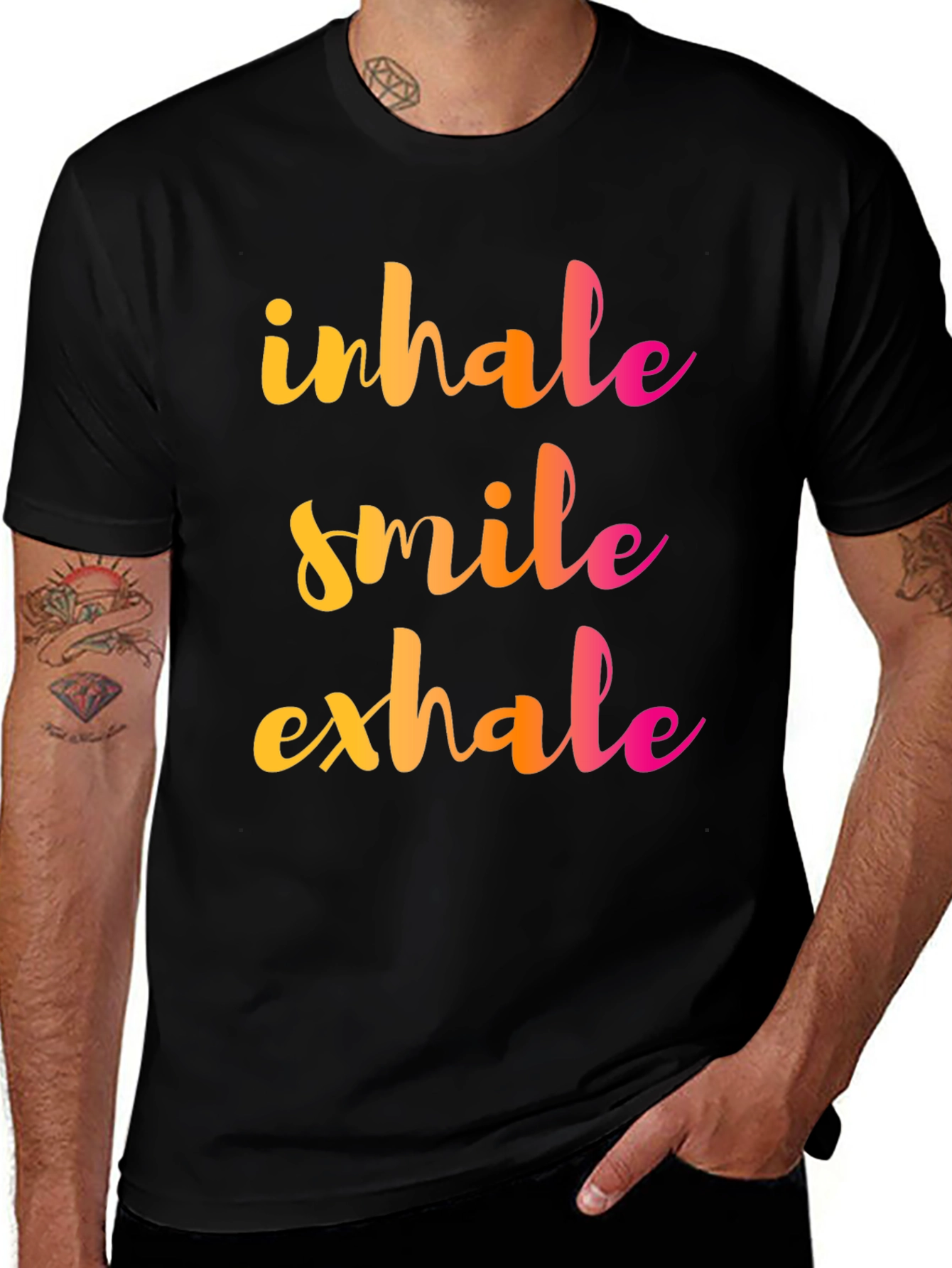 Variant 9 of Inhale Smile Exhale Graphic Tee - Positive Vibes Shirt