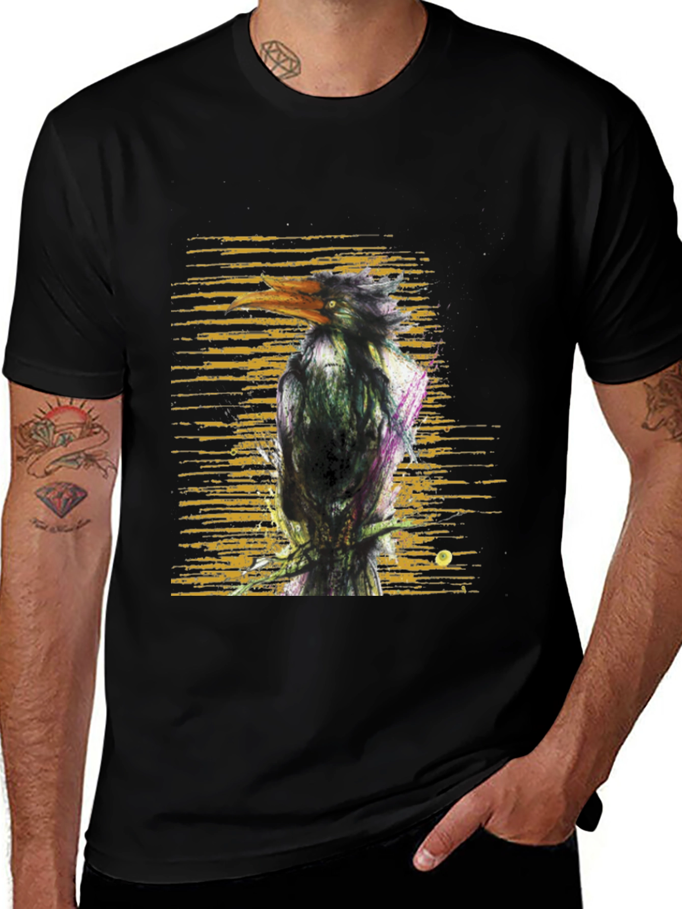 Variant 20 of Edgy Crow Graphic Tee - Men's Black T-Shirt