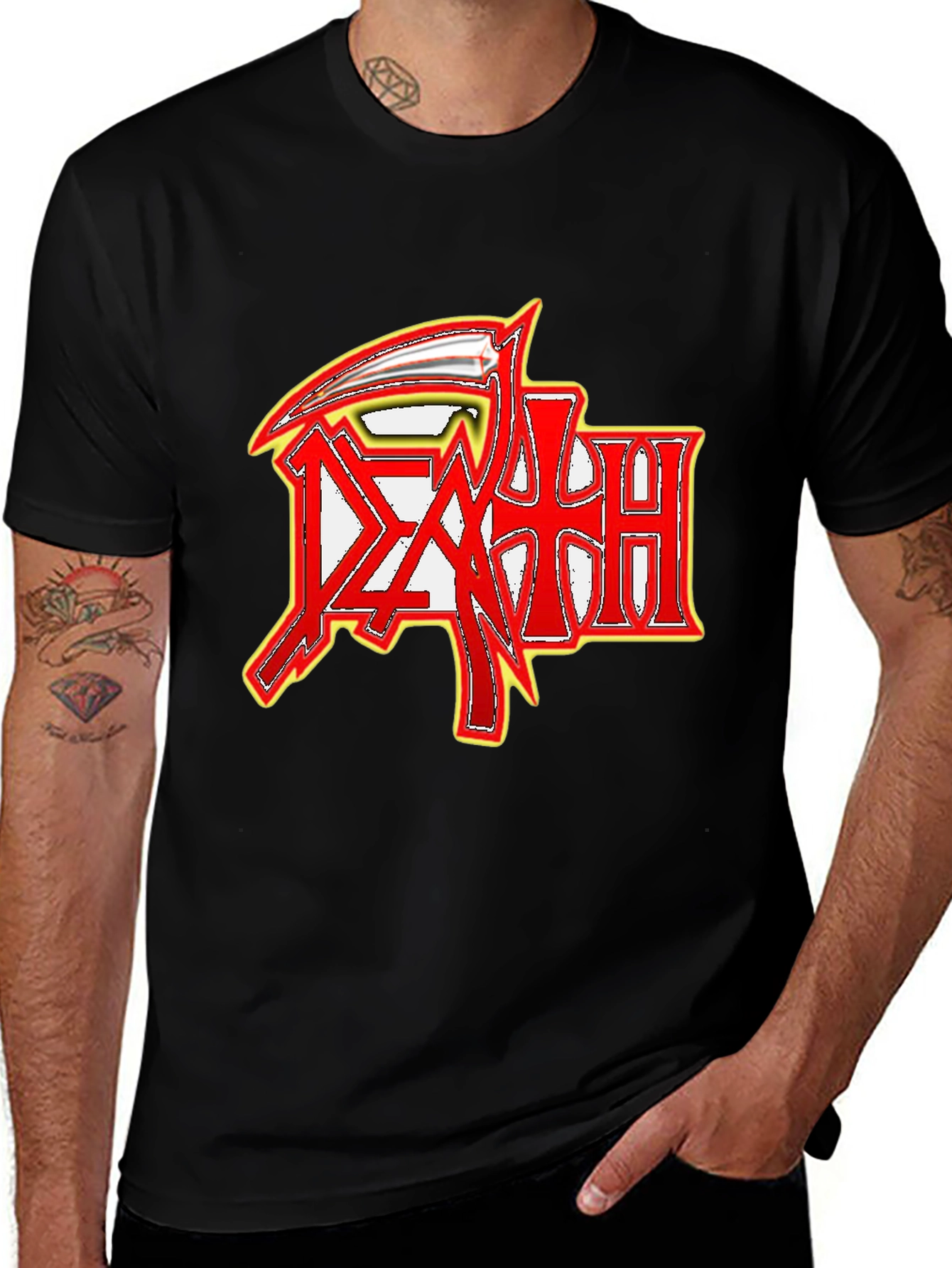 Variant 25 of Black Graphic Tee - Death Metal Band Logo