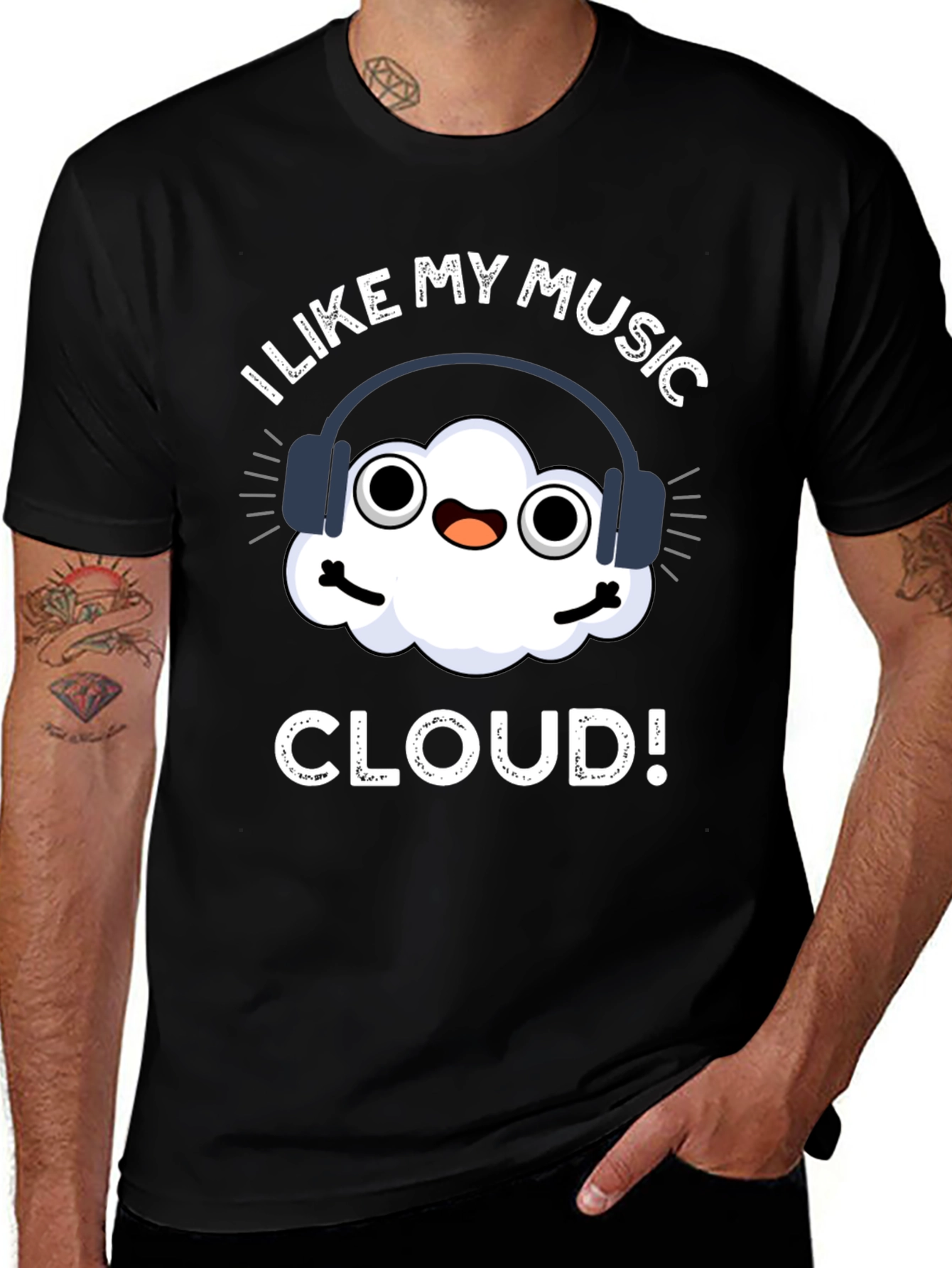 Variant 29 of I Like My Music Cloud T-Shirt - Cute Cartoon Graphic Tee