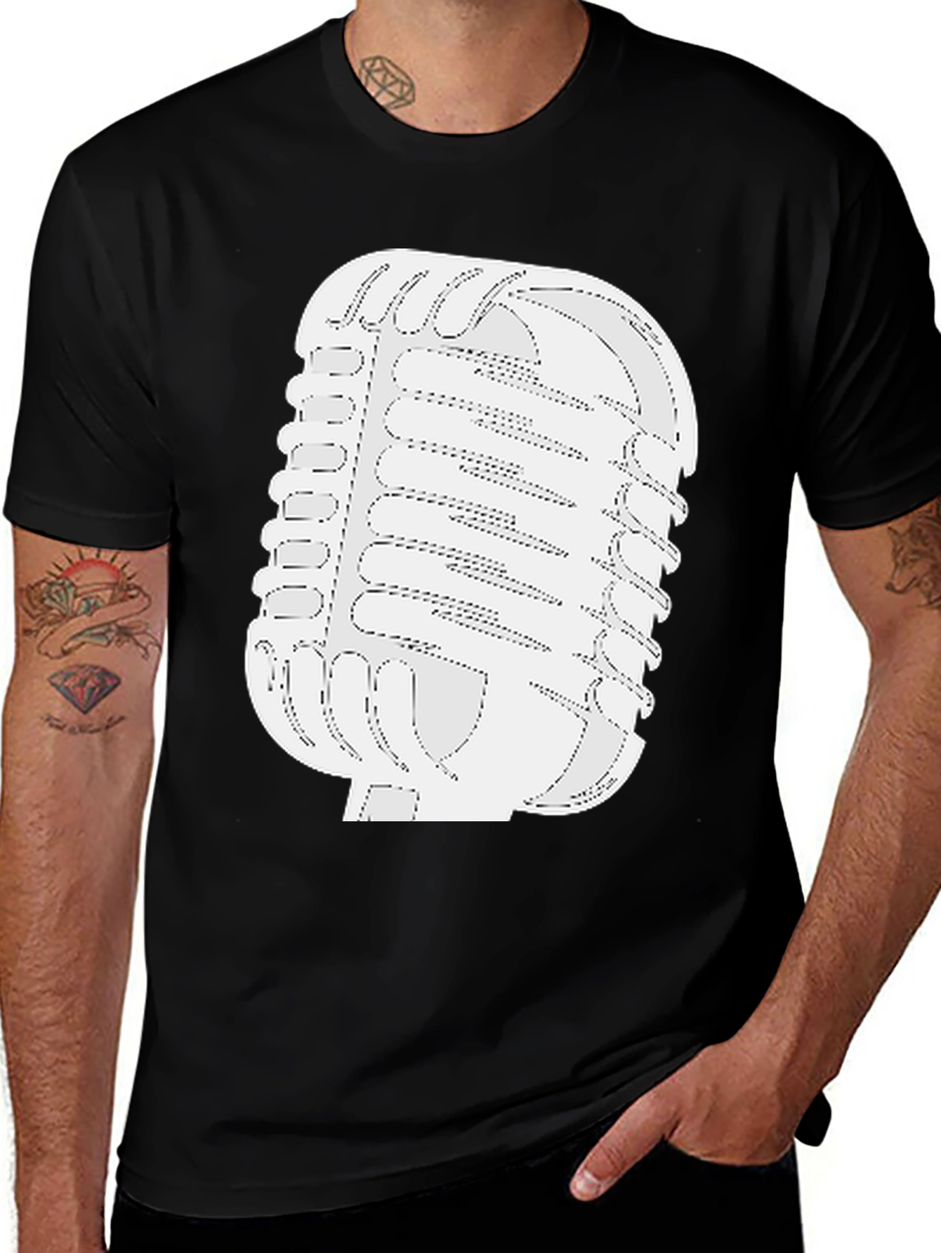 Variant 5 of Vintage Microphone Graphic T-Shirt - Retro Style