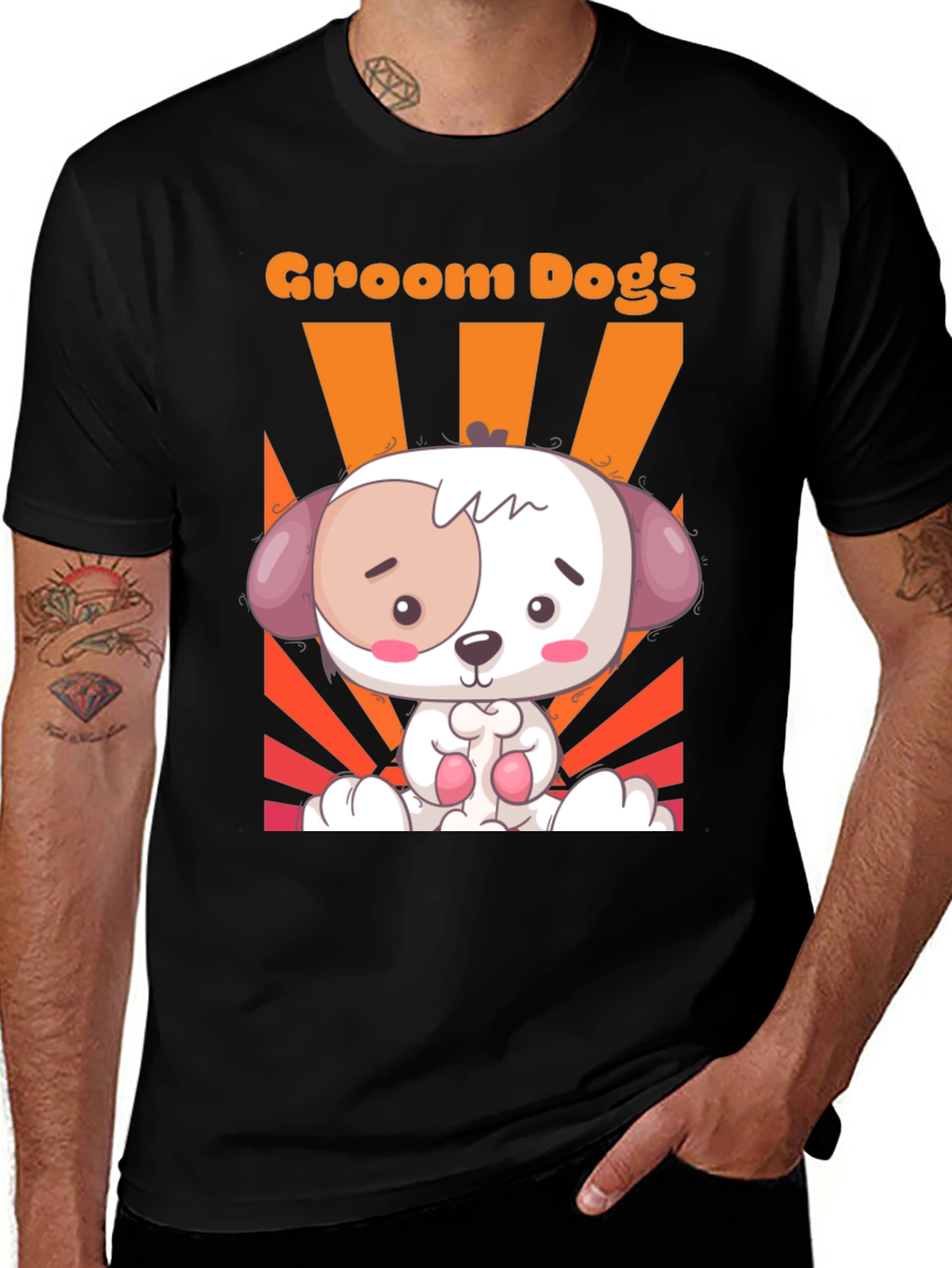 Variant 13 of Groom Dogs Cartoon Puppy Graphic Tee - Unisex