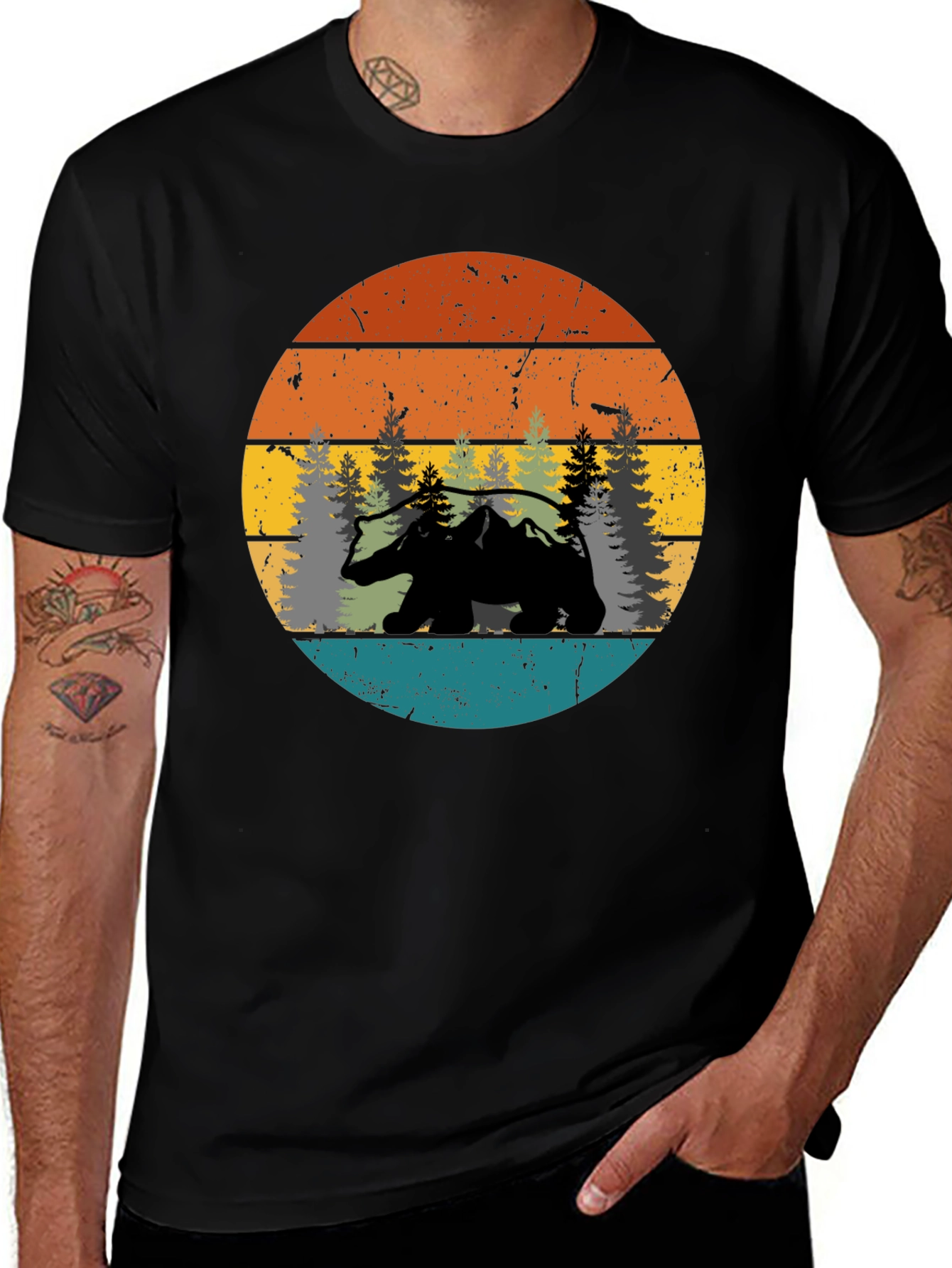 Variant 8 of Retro Bear & Mountain Graphic Tee
