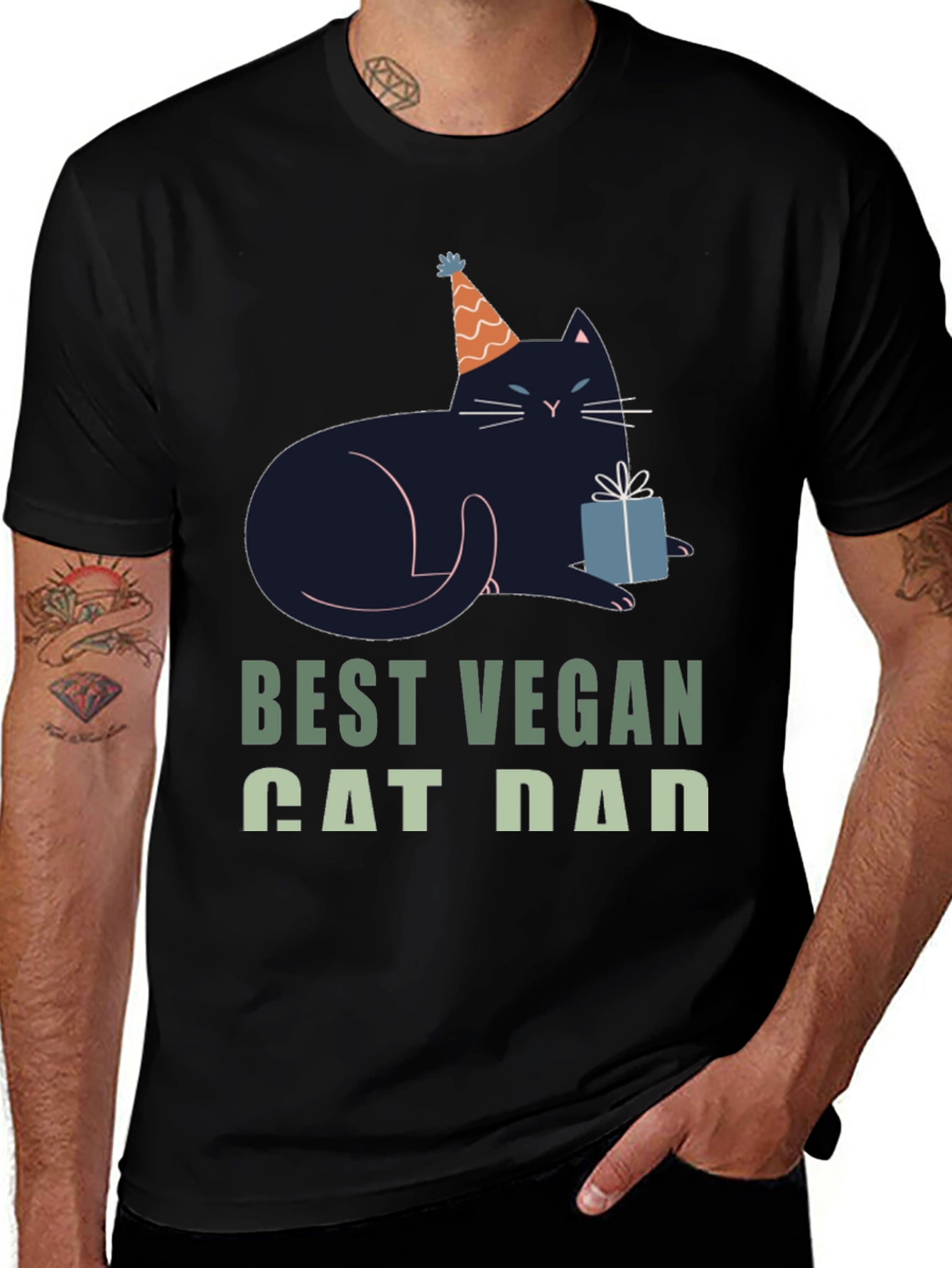 Variant 23 of Best Vegan Cat Dad T-Shirt