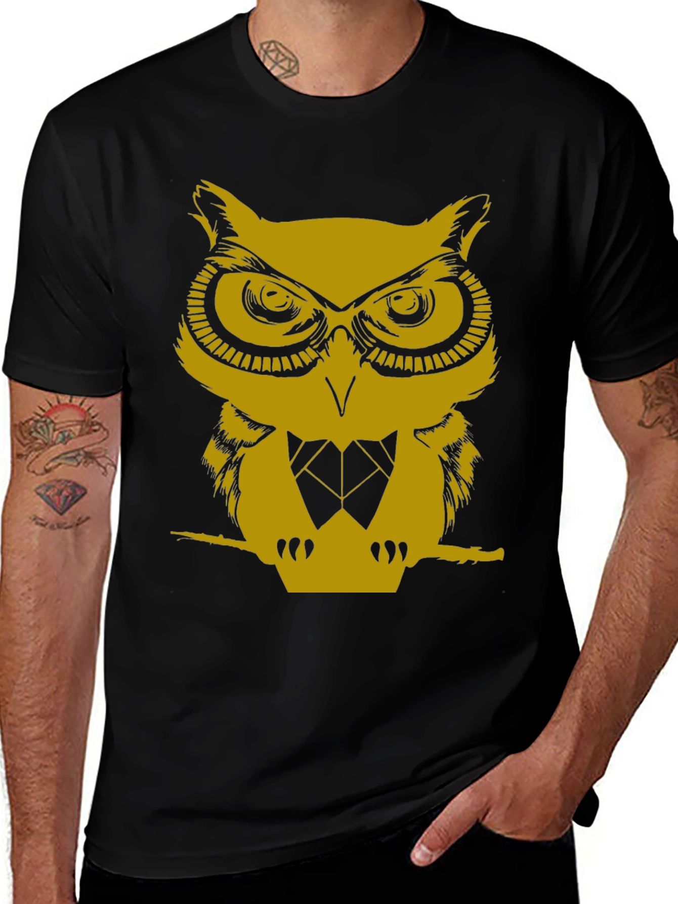 Variant 18 of Owl Graphic Print Crew Neck T-Shirt