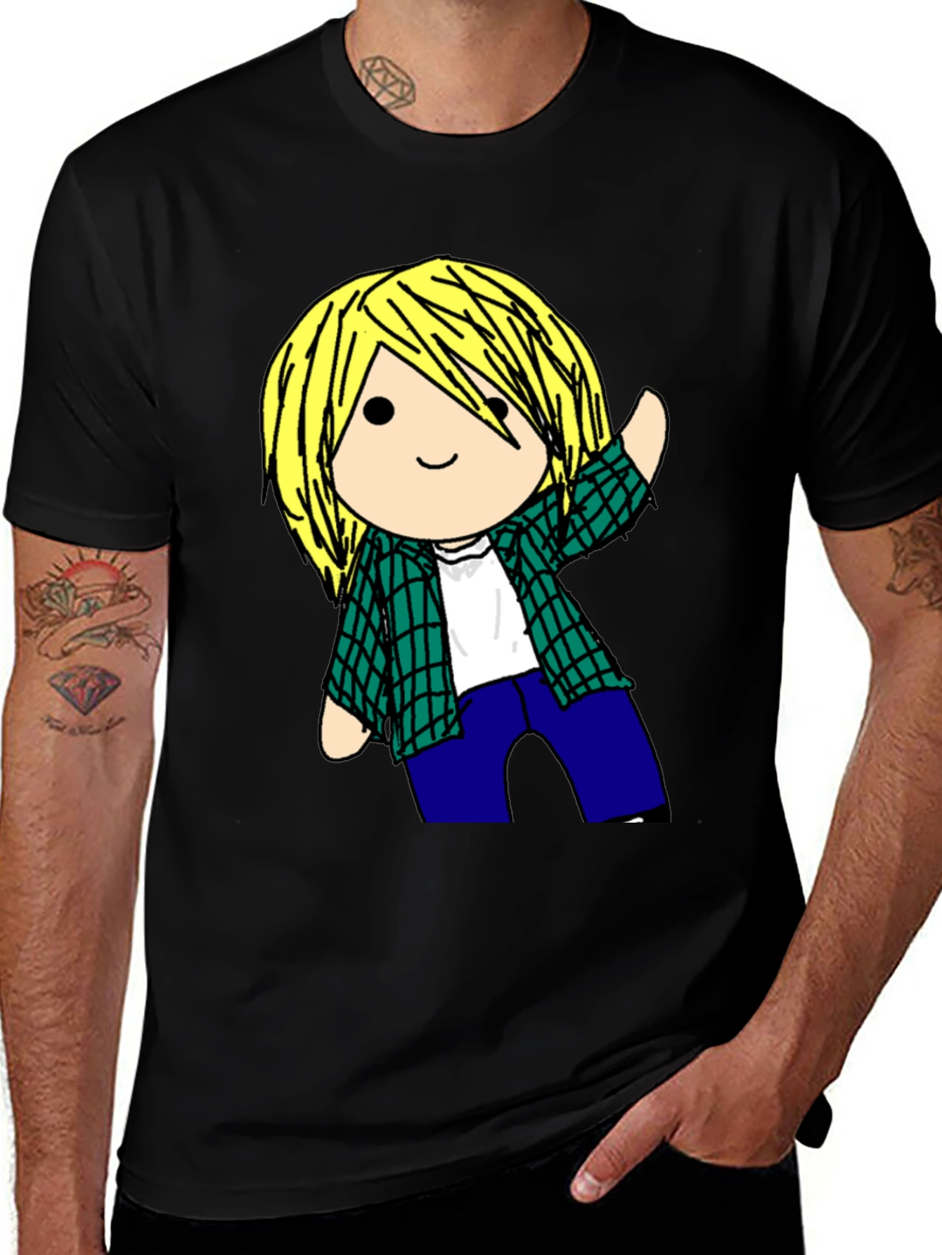 Variant 19 of Cartoon Character Black T-Shirt