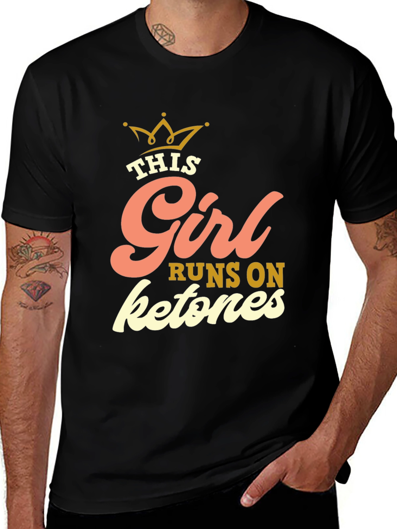 Variant 5 of This Girl Runs on Ketones Black Graphic Tee