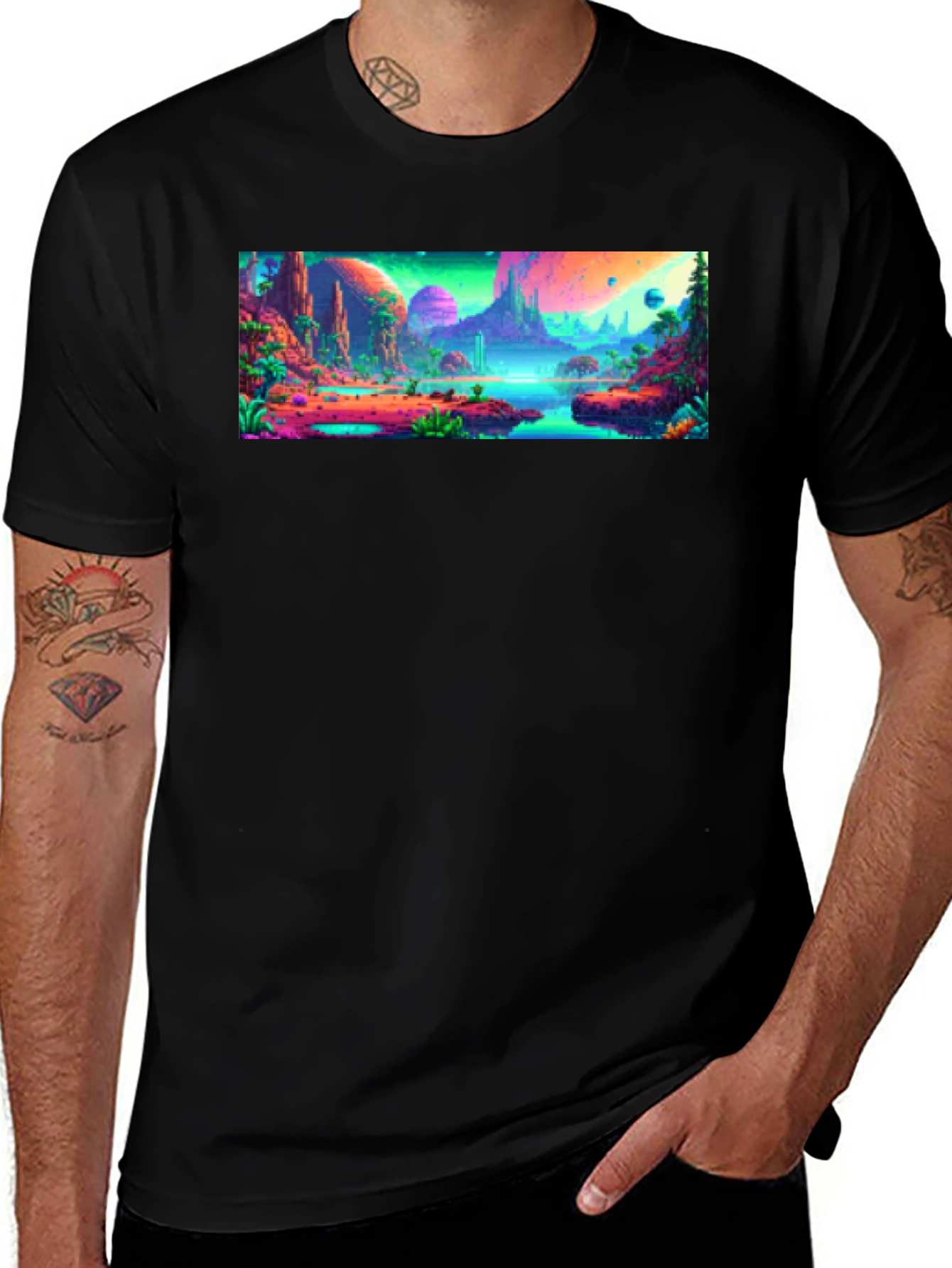 Variant 17 of Vibrant Alien Landscape Graphic Tee