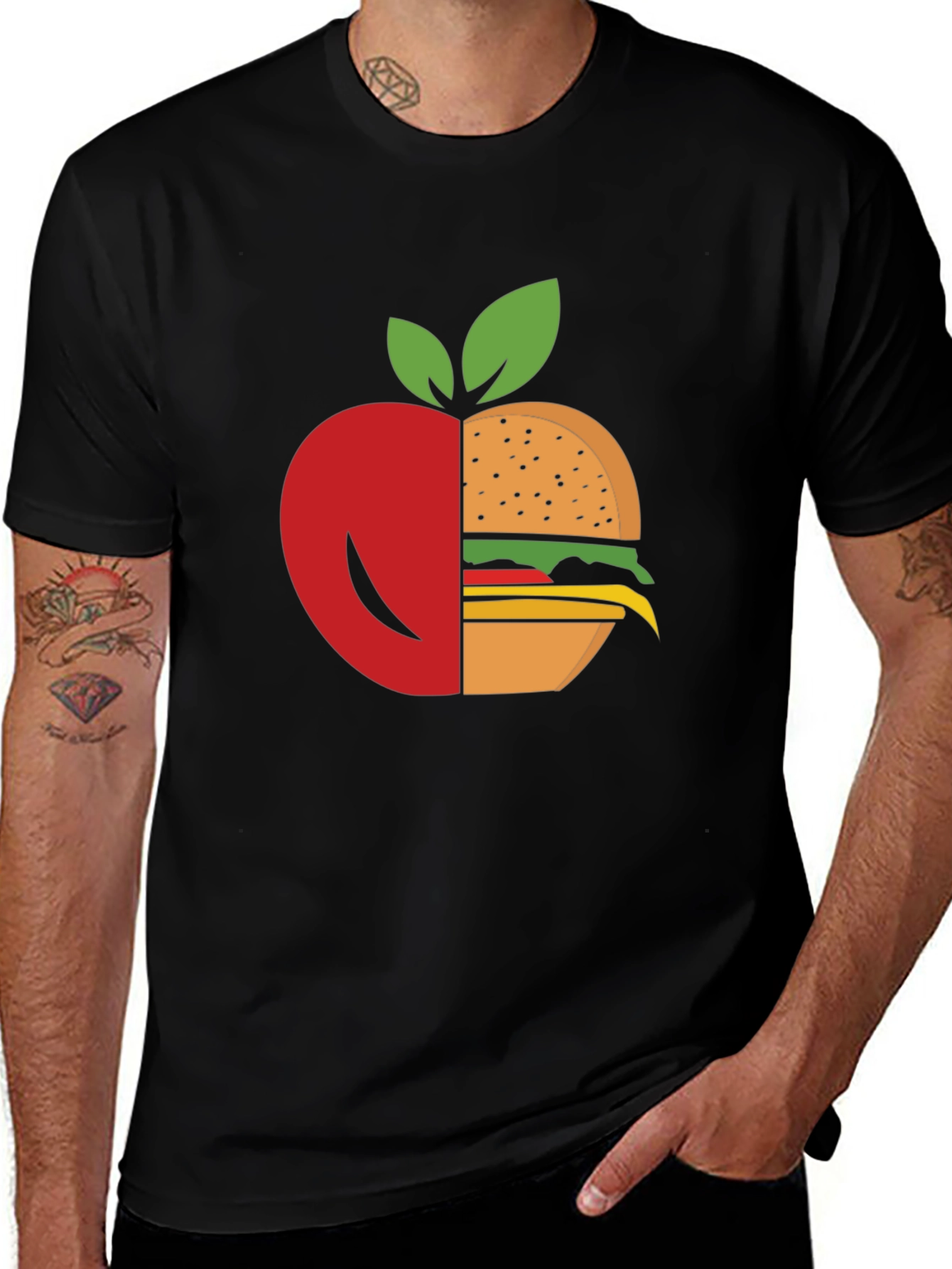 Apple Burger T-Shirt - Healthy Food Graphic Tee