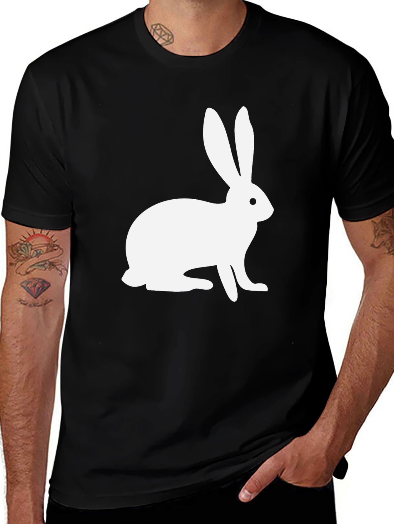 Variant 9 of White Rabbit Graphic Black T-Shirt