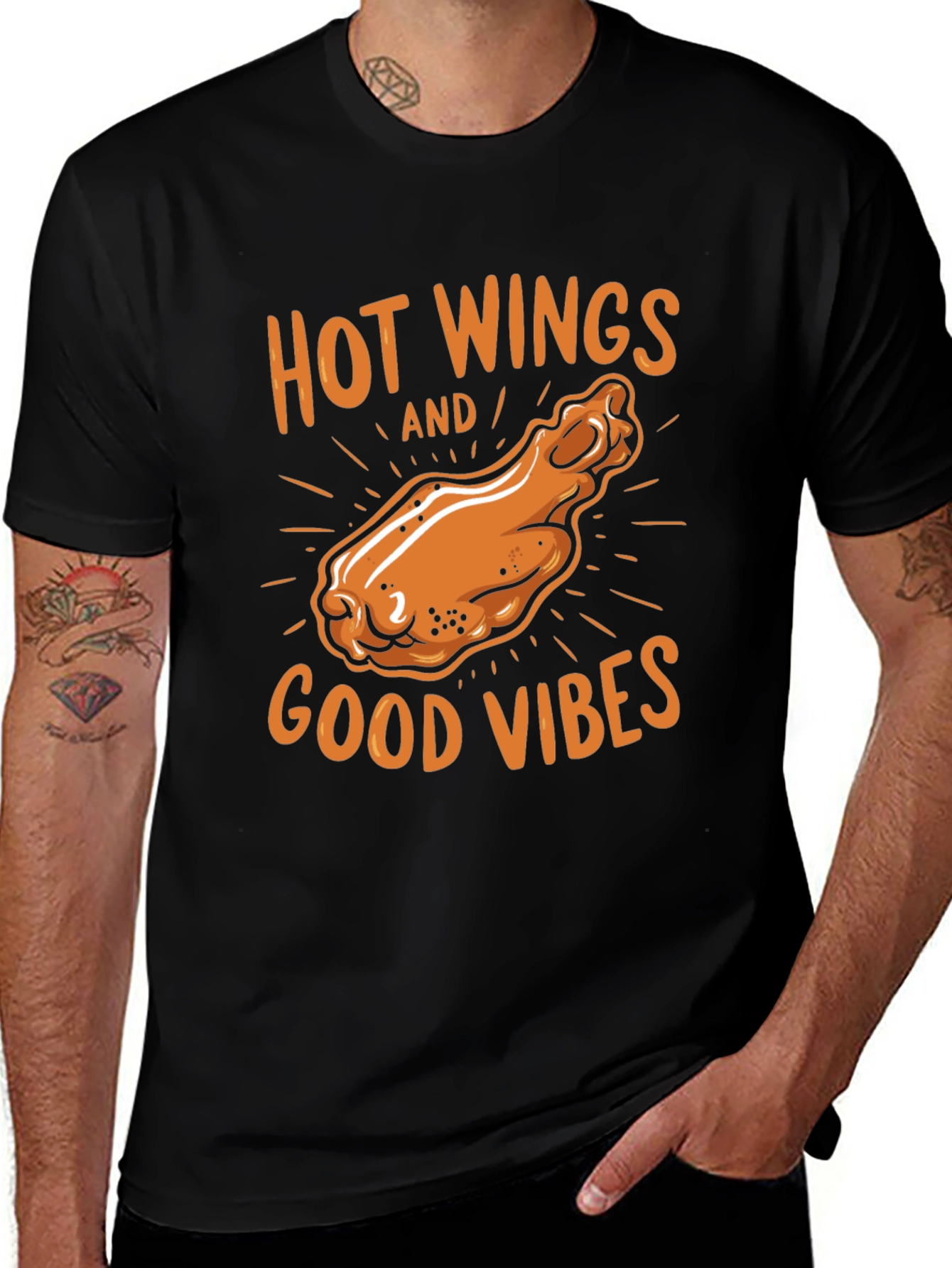 Hot Wings & Good Vibes Graphic T-Shirt