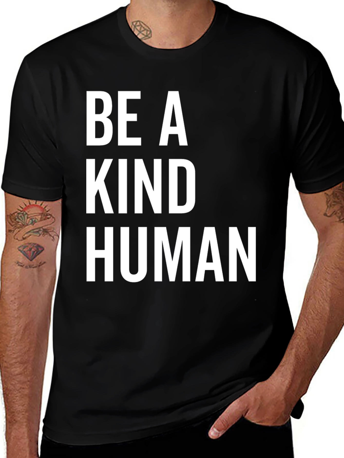 Variant 16 of Be A Kind Human Graphic Tee - Black Casual T-Shirt