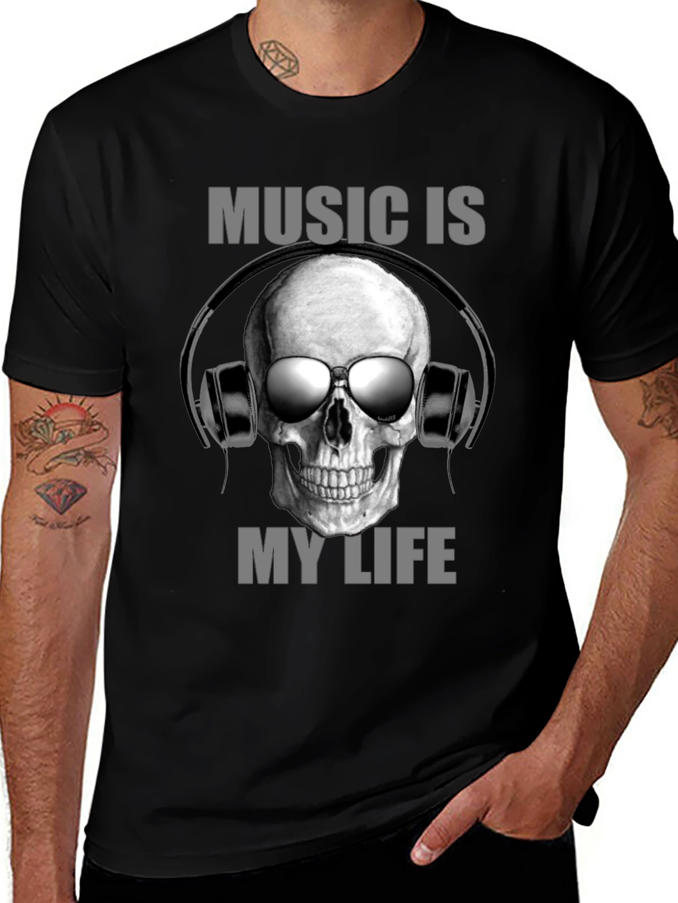 Variant 17 of Music is My Life Skull Tee