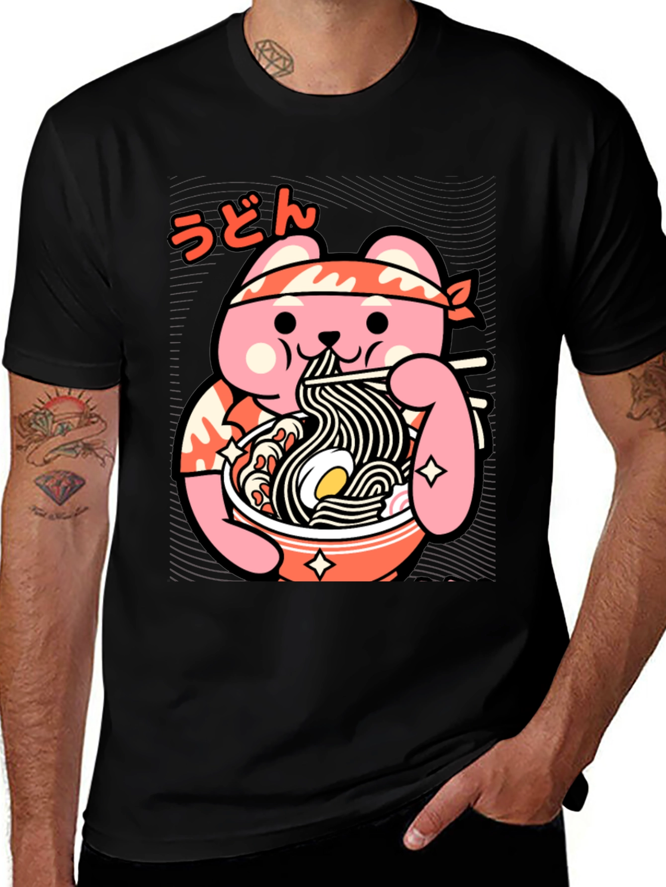 Variant 29 of Udon Bear Ramen T-Shirt - Cute Anime Style