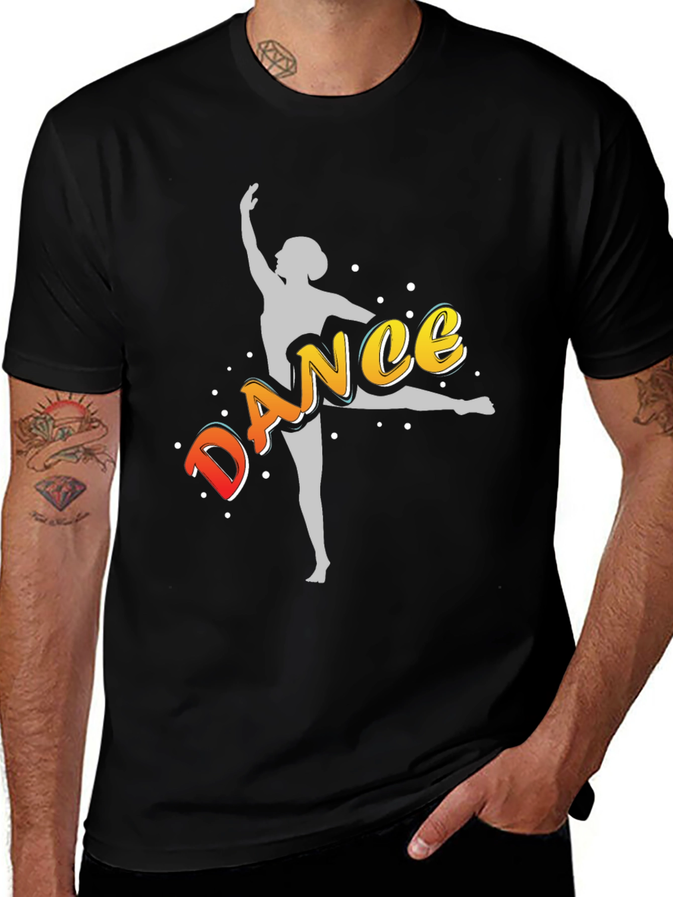 Variant 11 of Dance Graphic T-Shirt - Black Cotton Blend Tee