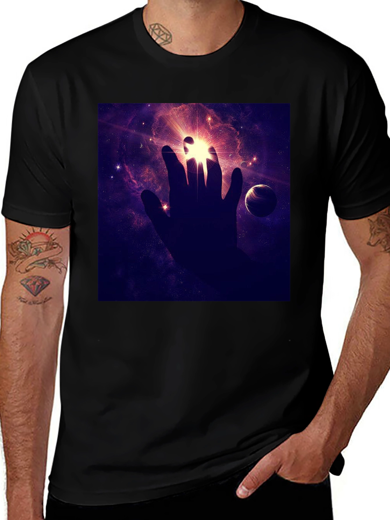 Variant 8 of Cosmic Hand Graphic Tee - Black