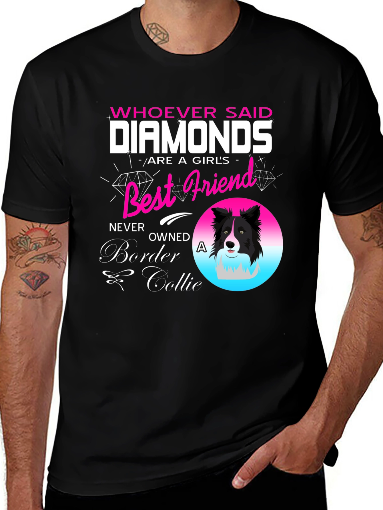 Diamonds Best Friend Border Collie T-Shirt