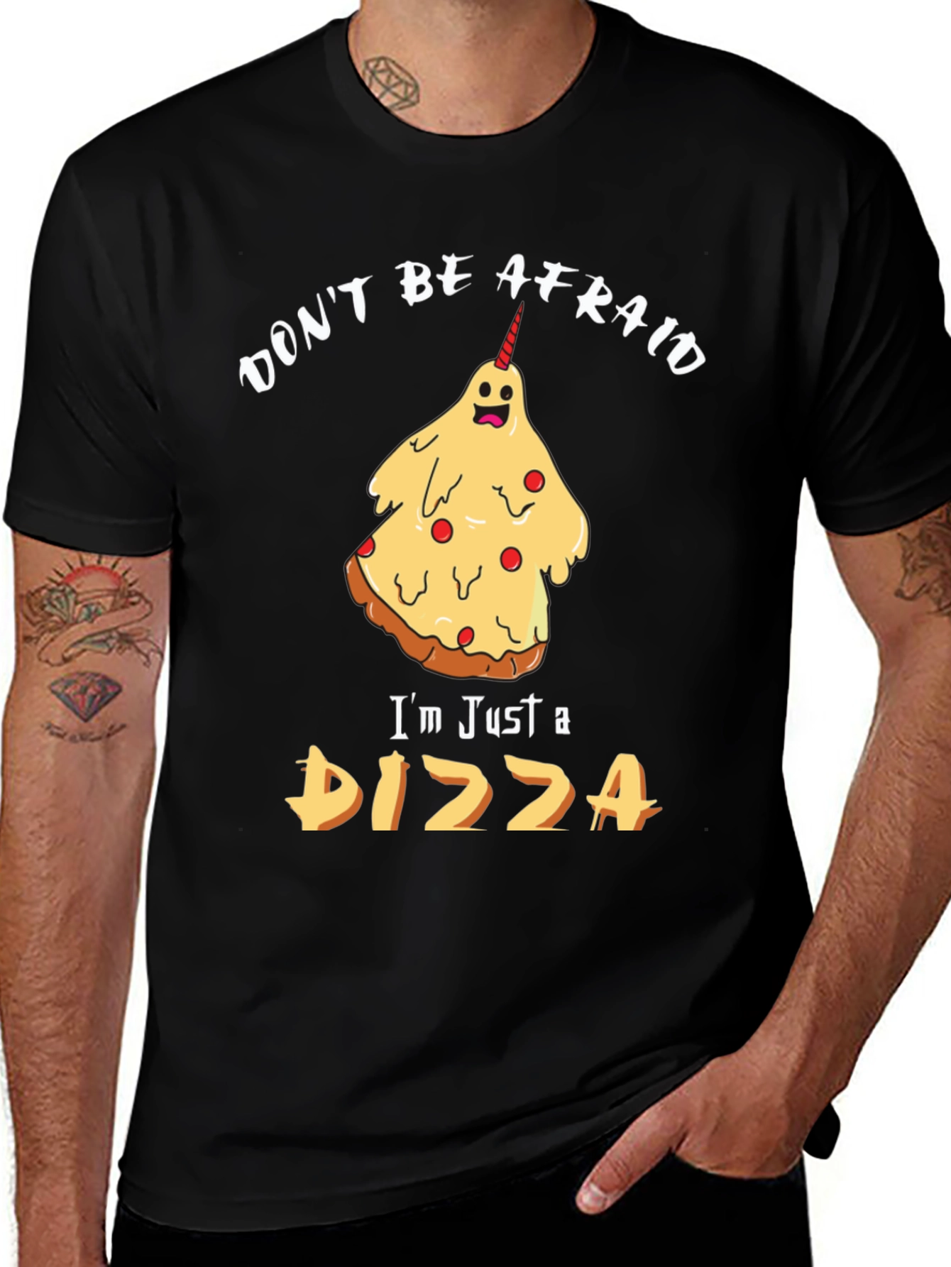 Variant 9 of Pizza Ghost T-Shirt - Don't Be Afraid Funny Halloween Tee