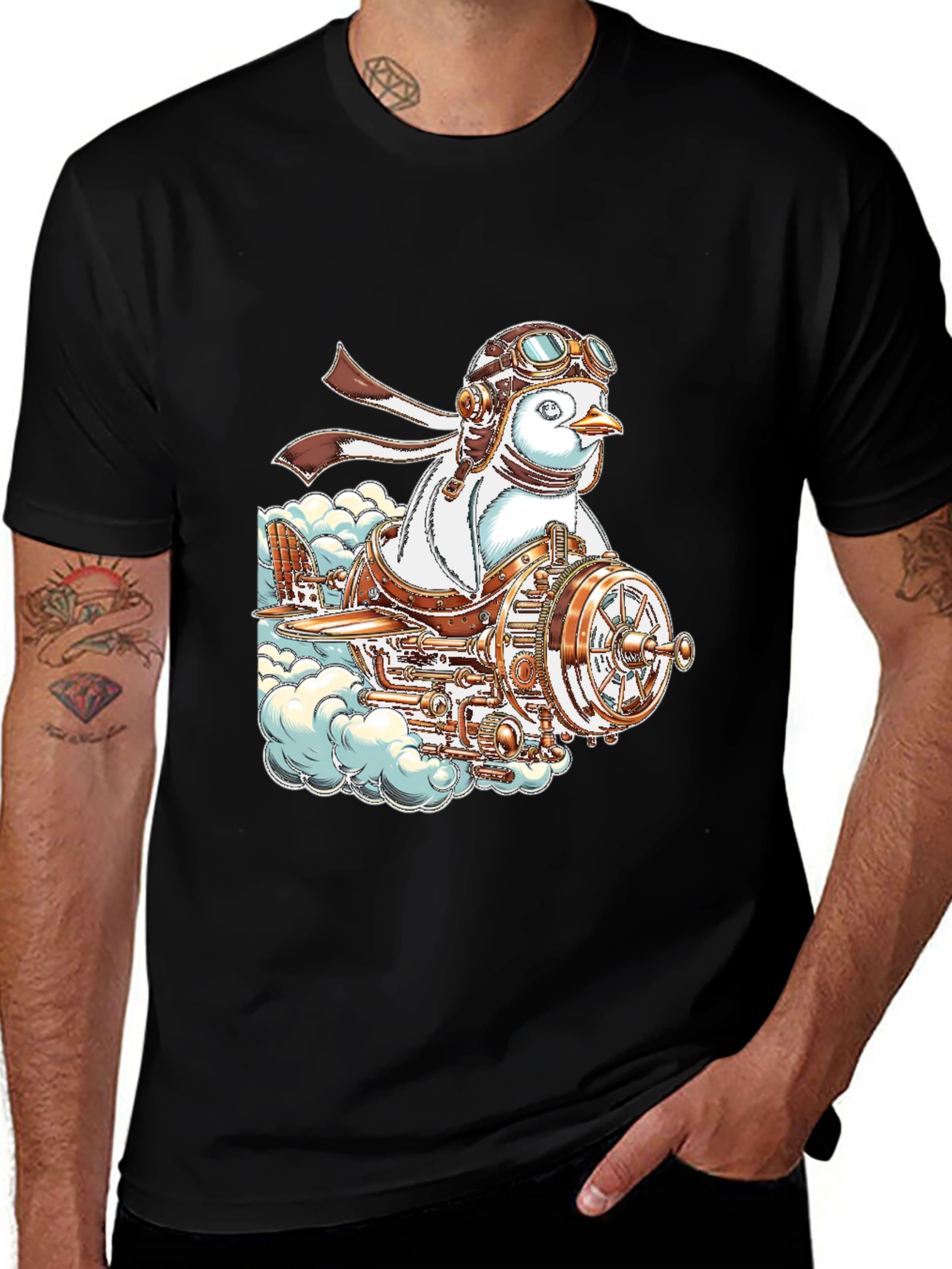 Variant 2 of Steampunk Penguin Aviator T-Shirt