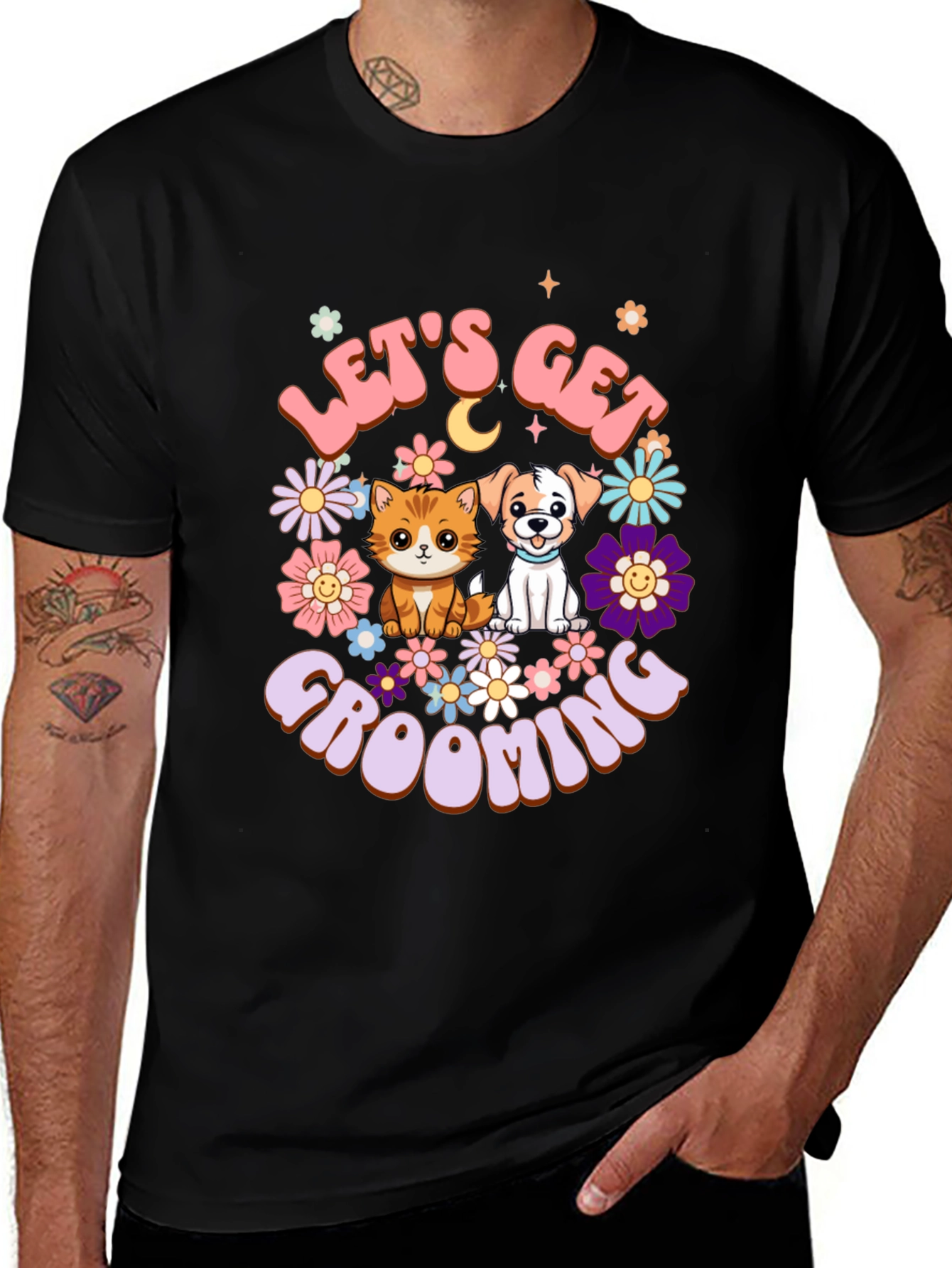 Variant 12 of Let's Get Grooming Black T-Shirt