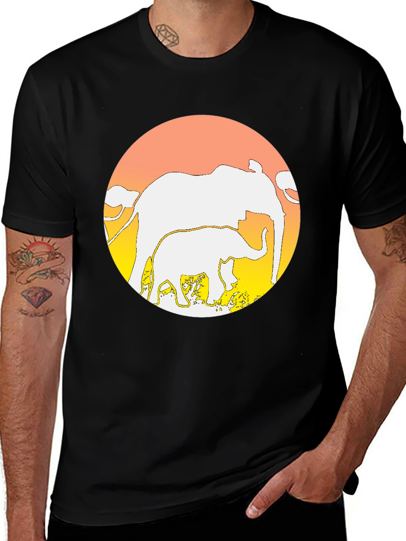 Variant 11 of Elephant Sunset T-Shirt - Graphic Tee