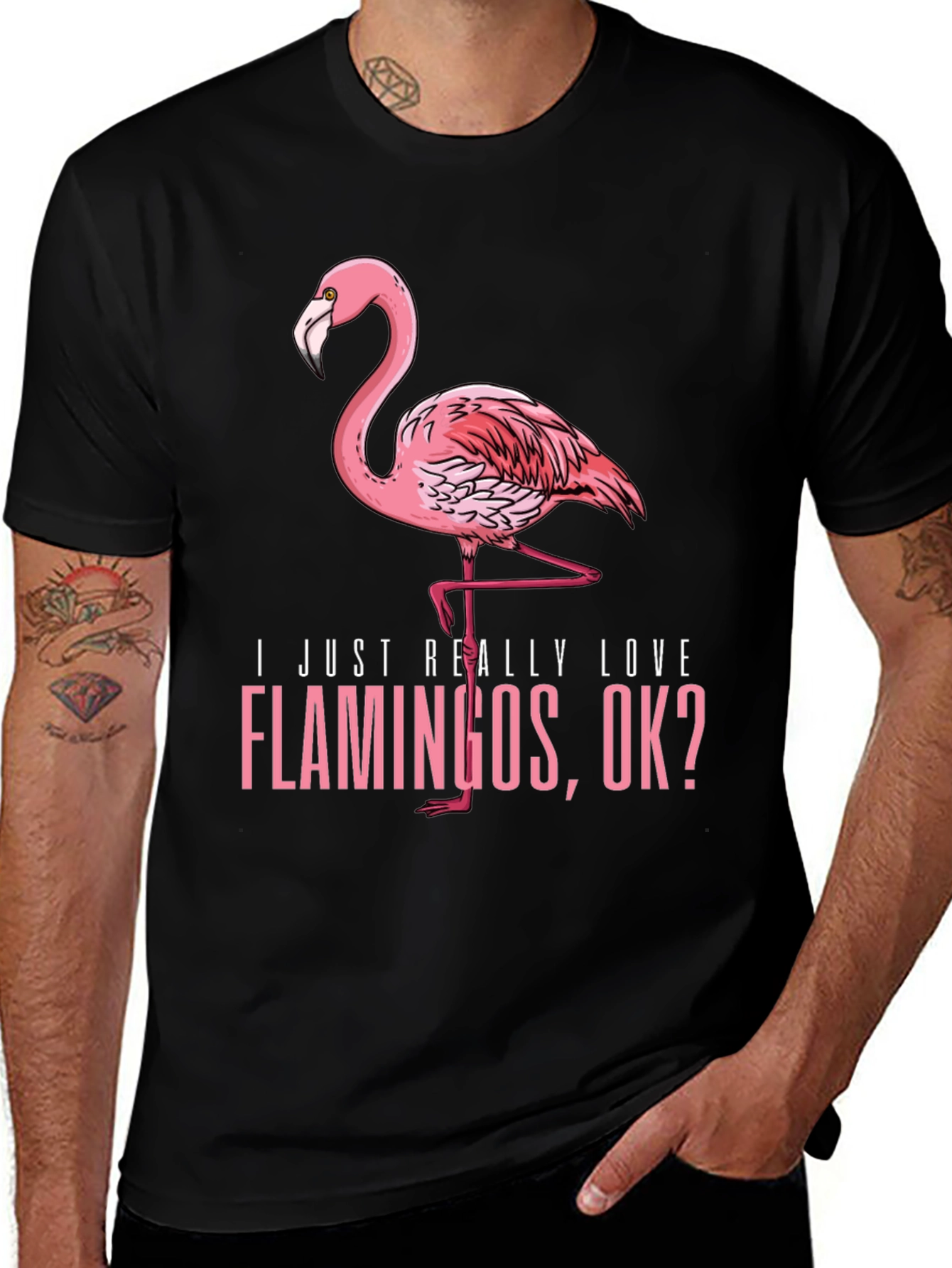 Flamingo Graphic T-Shirt - I Just Really Love Flamingos OK?