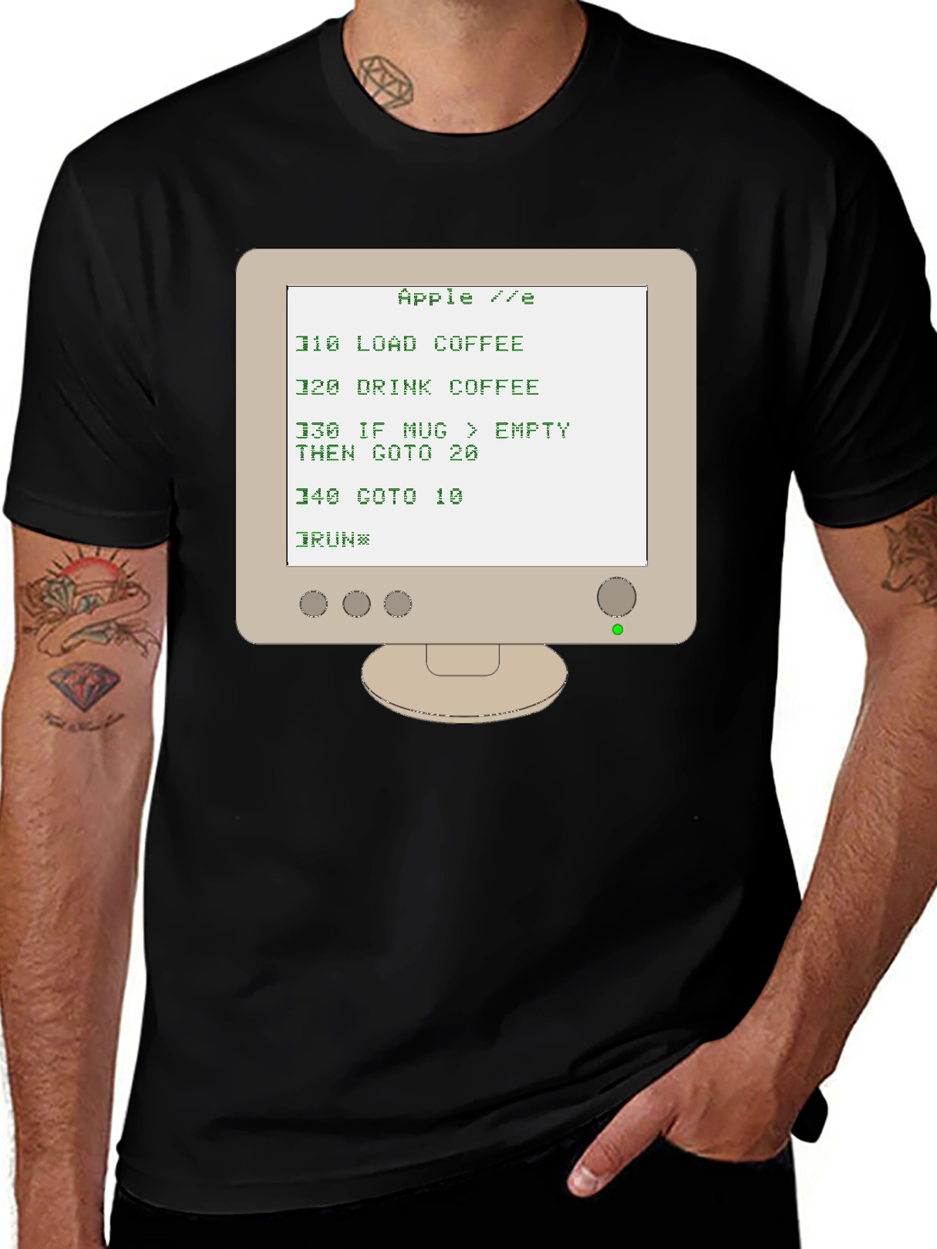 Variant 7 of Retro Computer T-Shirt - Apple IIe BASIC Code