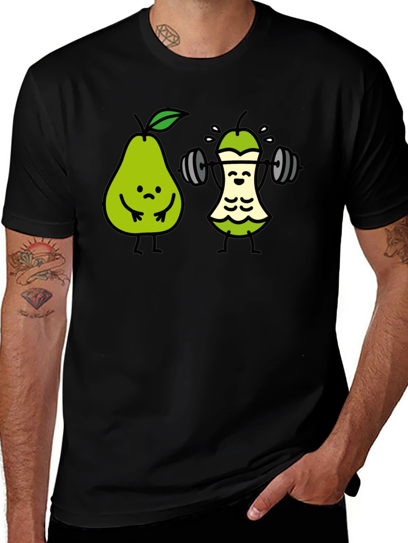 Variant 27 of Funny Pear Workout T-Shirt - Black Cotton Tee