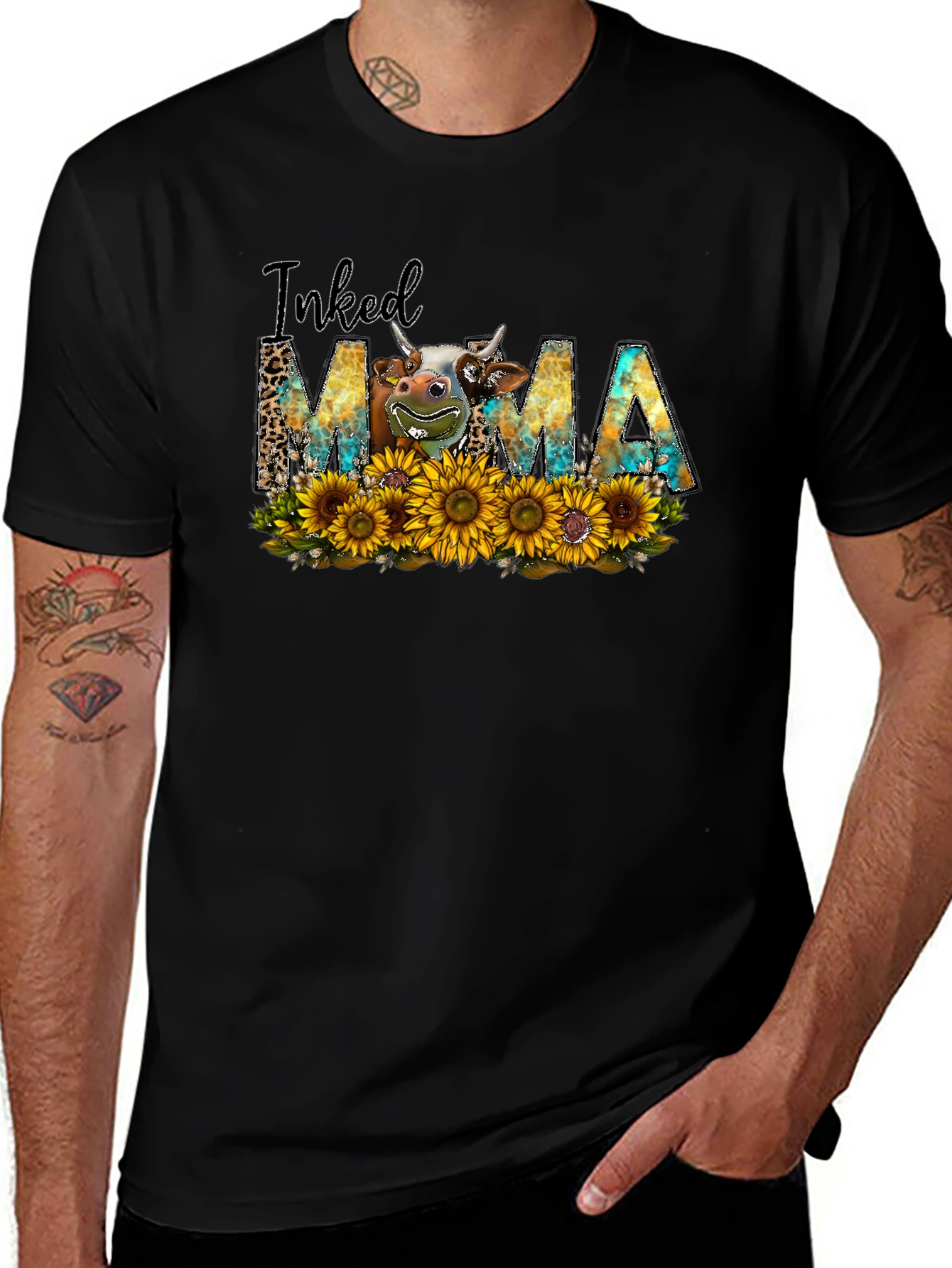 Variant 28 of Inked Mama Cow Sunflower T-Shirt