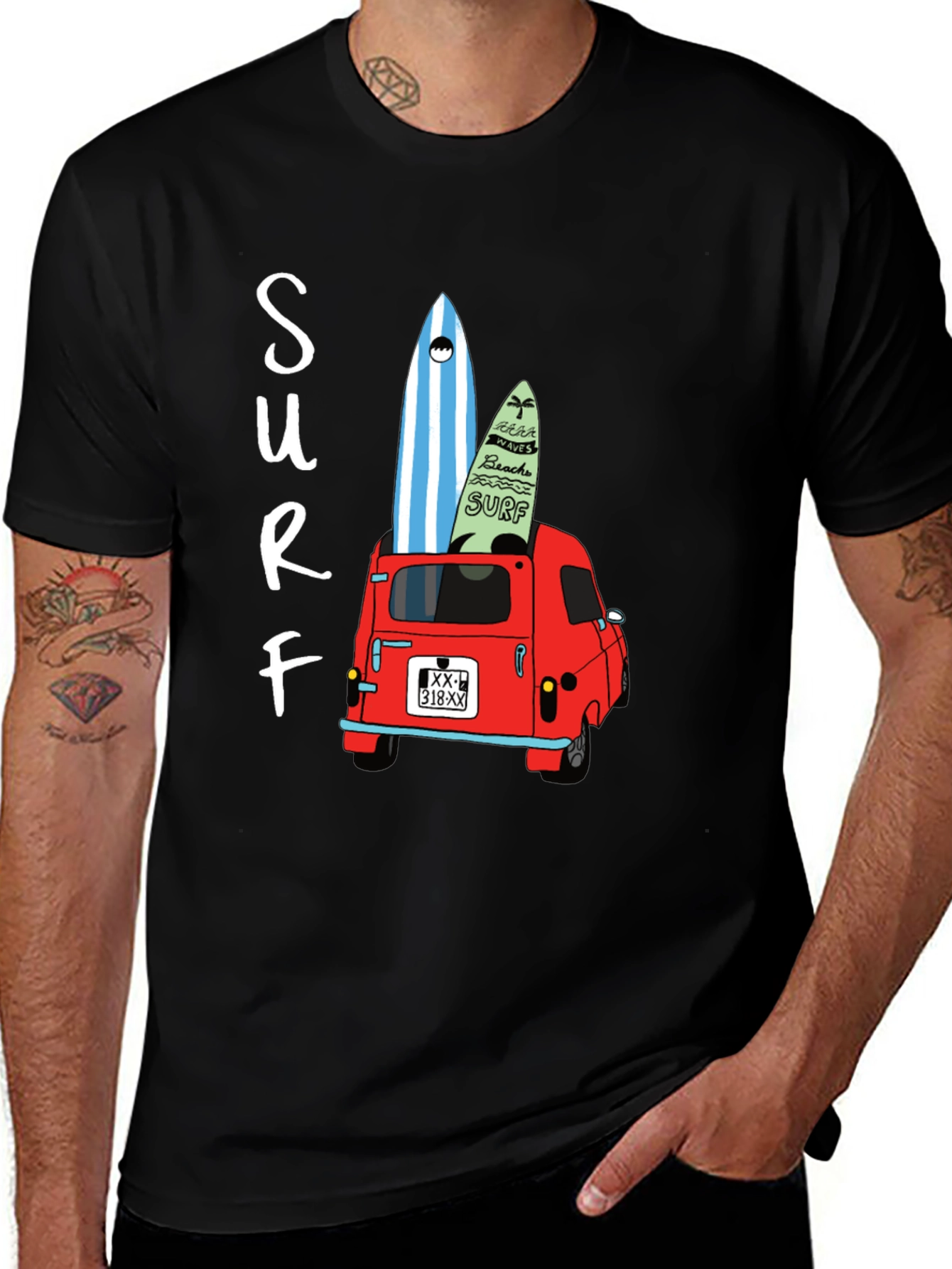 Variant 24 of Surf Van Graphic Tee - Black Cotton T-Shirt