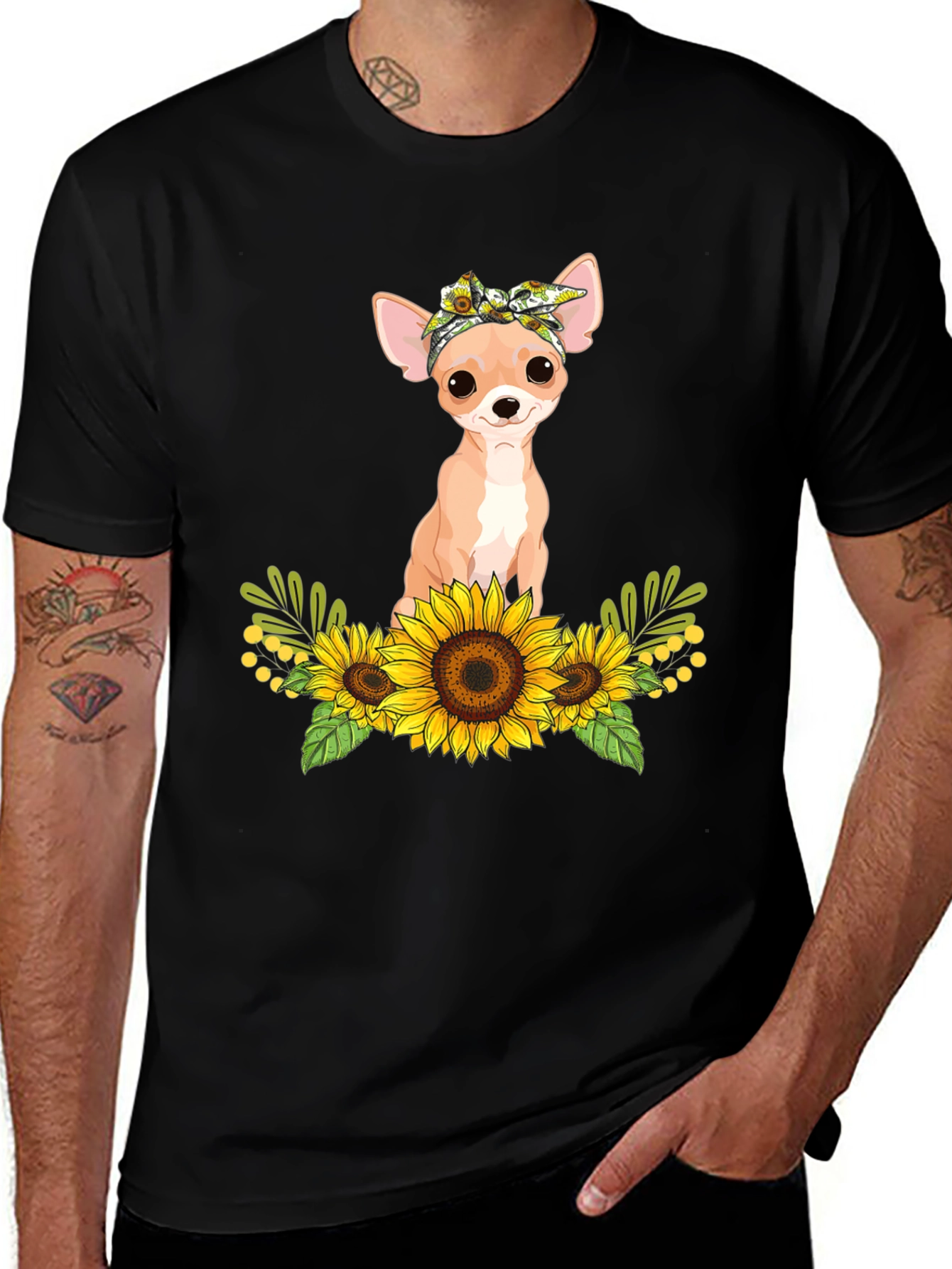 Variant 24 of Chihuahua Sunflower Graphic Tee - Cute Dog Shirt