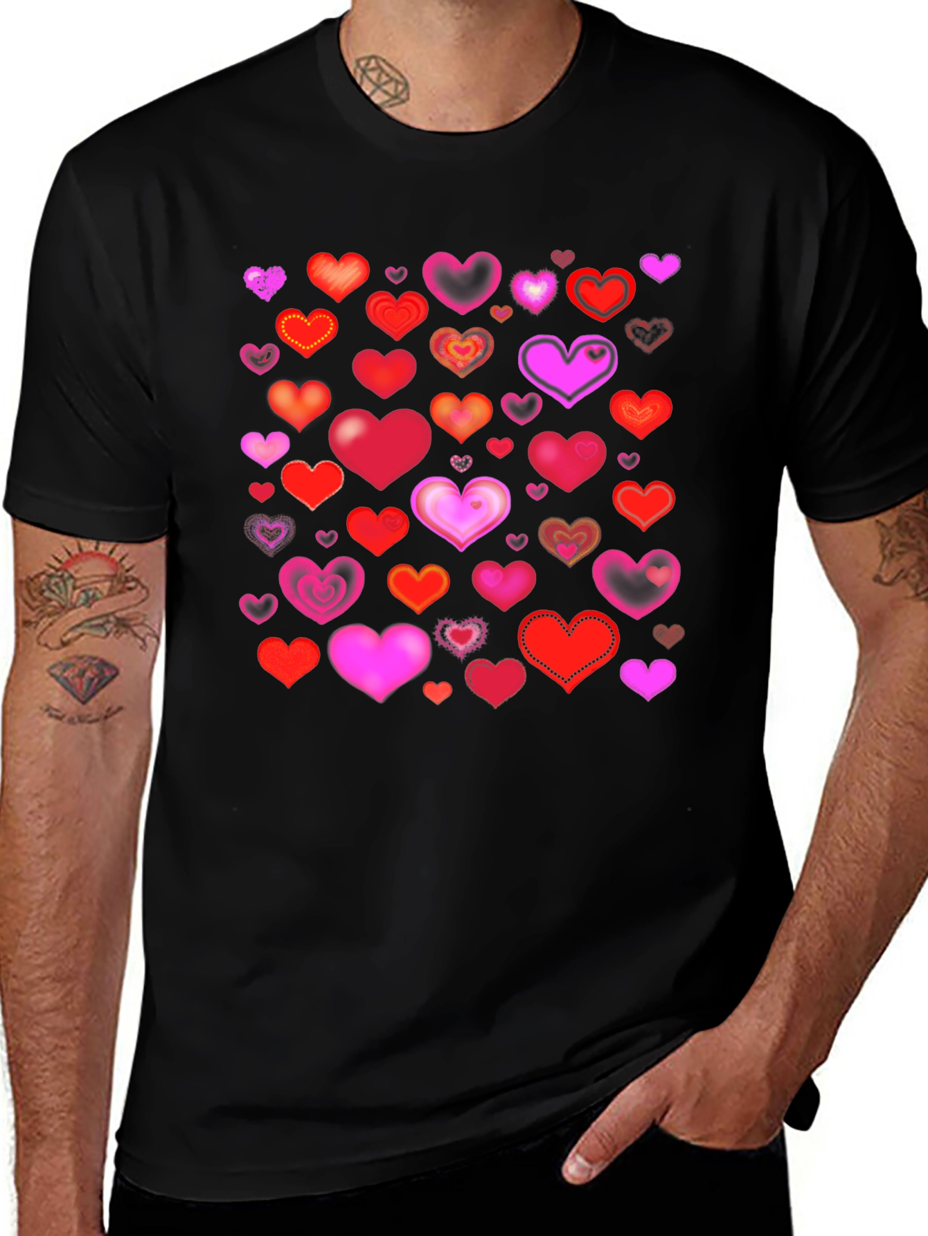 Heart Pattern T-Shirt - Love & Romance Style