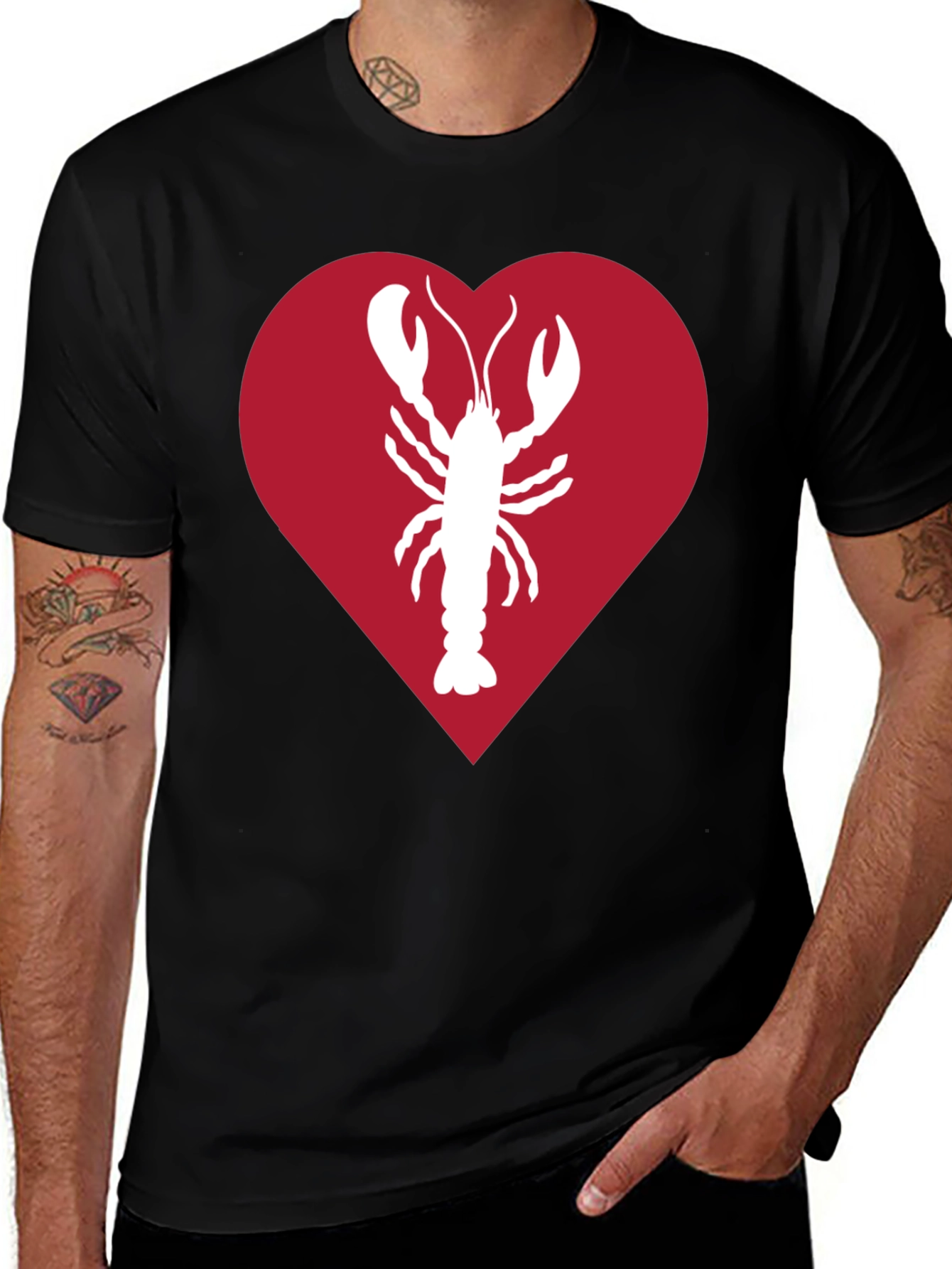Variant 25 of Lobster Heart Graphic Tee - Black Unisex Shirt