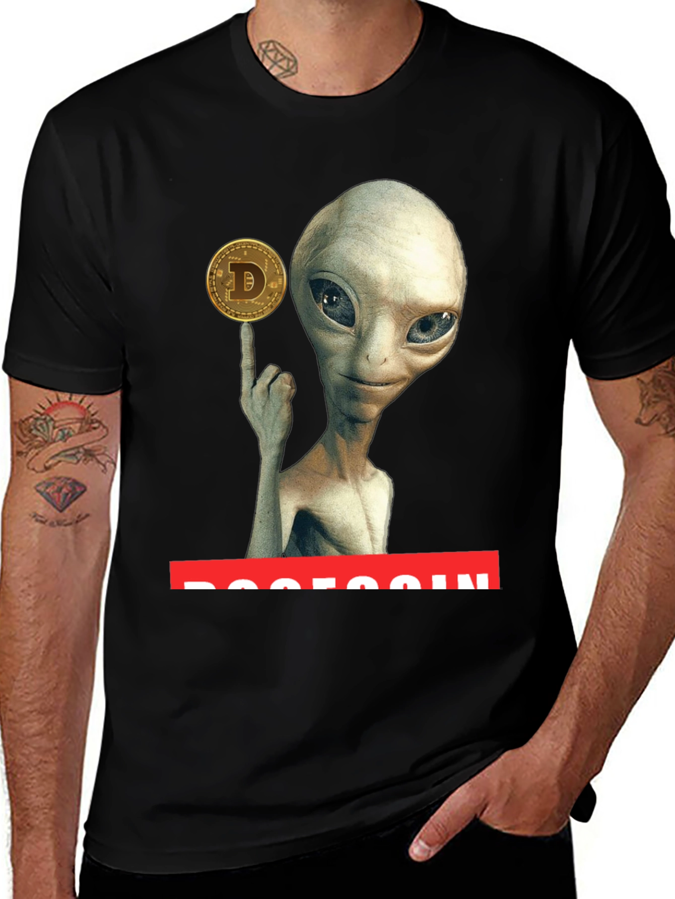 Black Alien Dogecoin T-Shirt - Crypto Tee main image