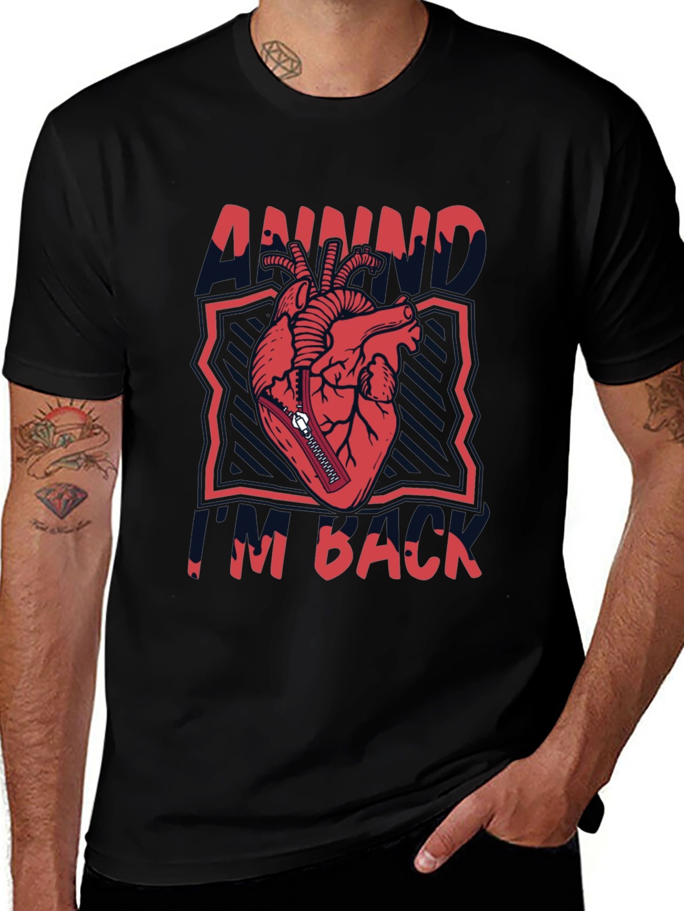 Variant 6 of Unzip My Heart T-Shirt - Black Graphic Tee