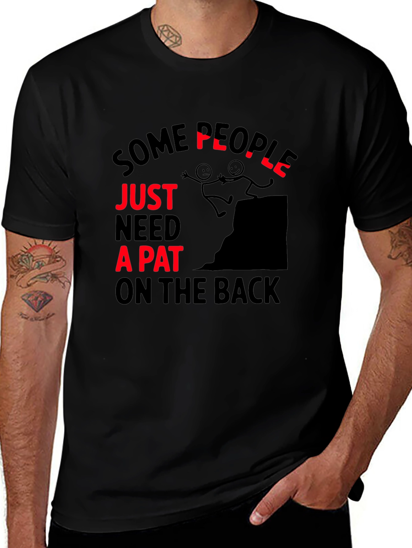 Variant 26 of Funny "Pat on the Back" Graphic T-Shirt