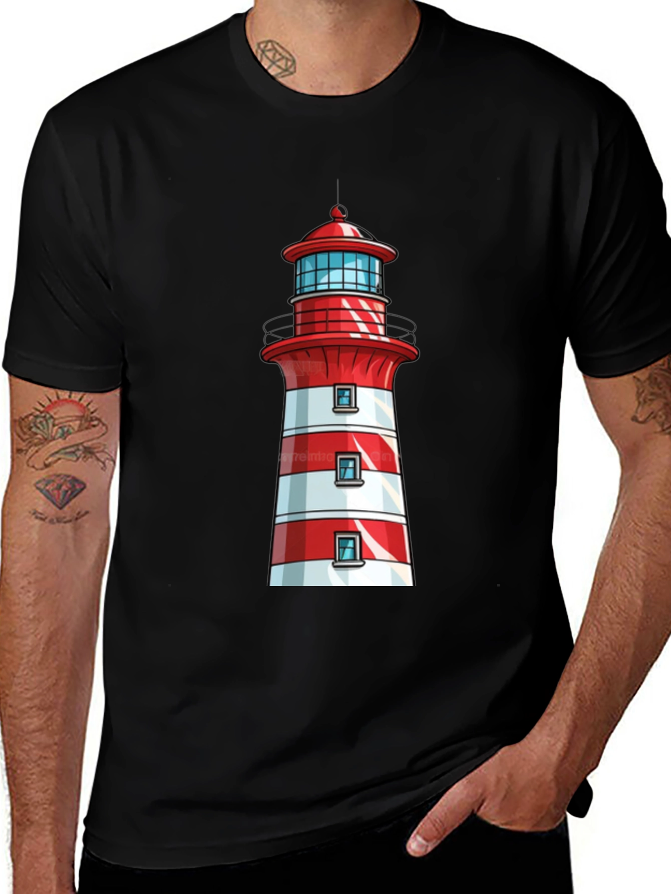 Variant 13 of Lighthouse Graphic T-Shirt - Nautical Design