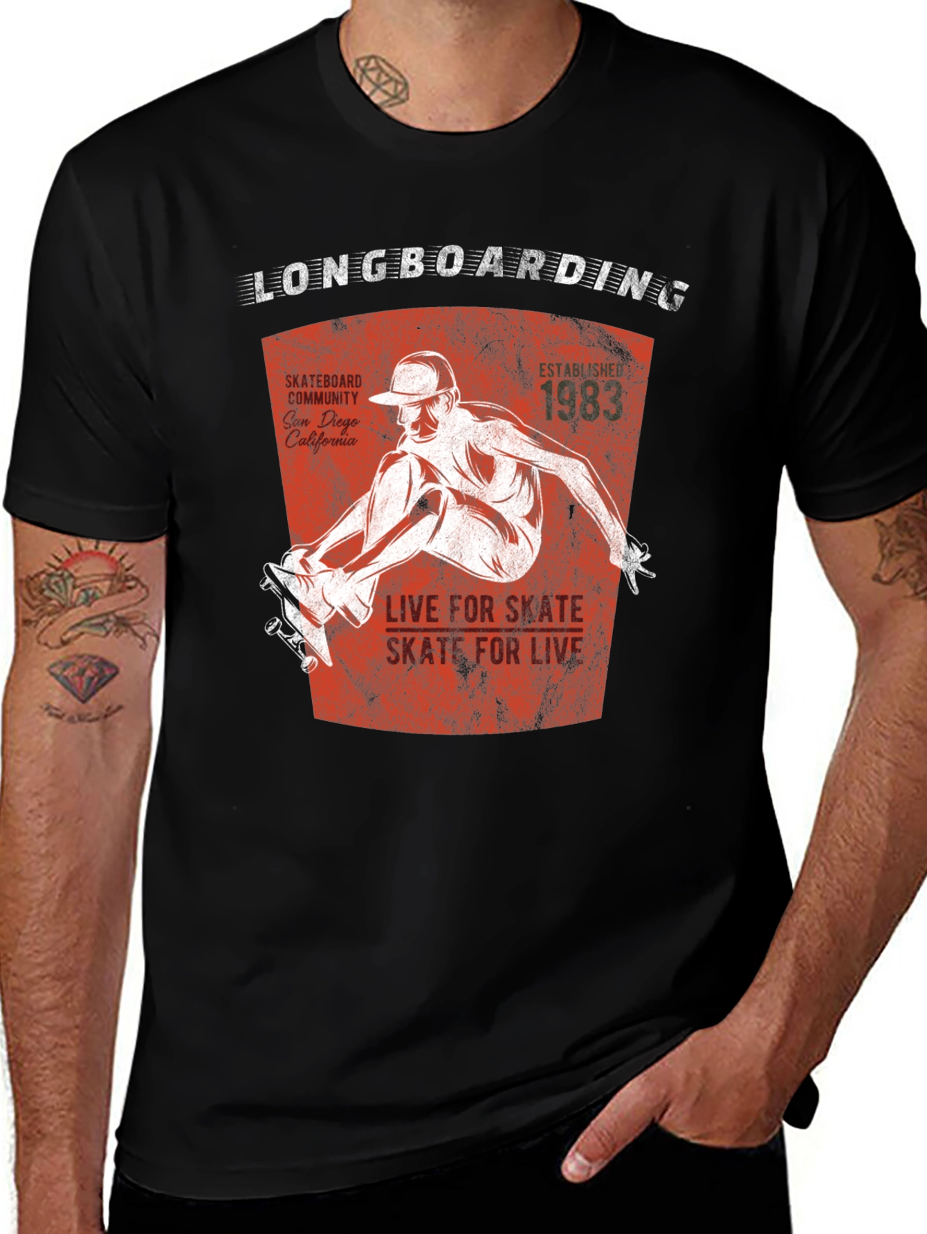 Variant 24 of Longboarding T-Shirt - Skate for Life Tee