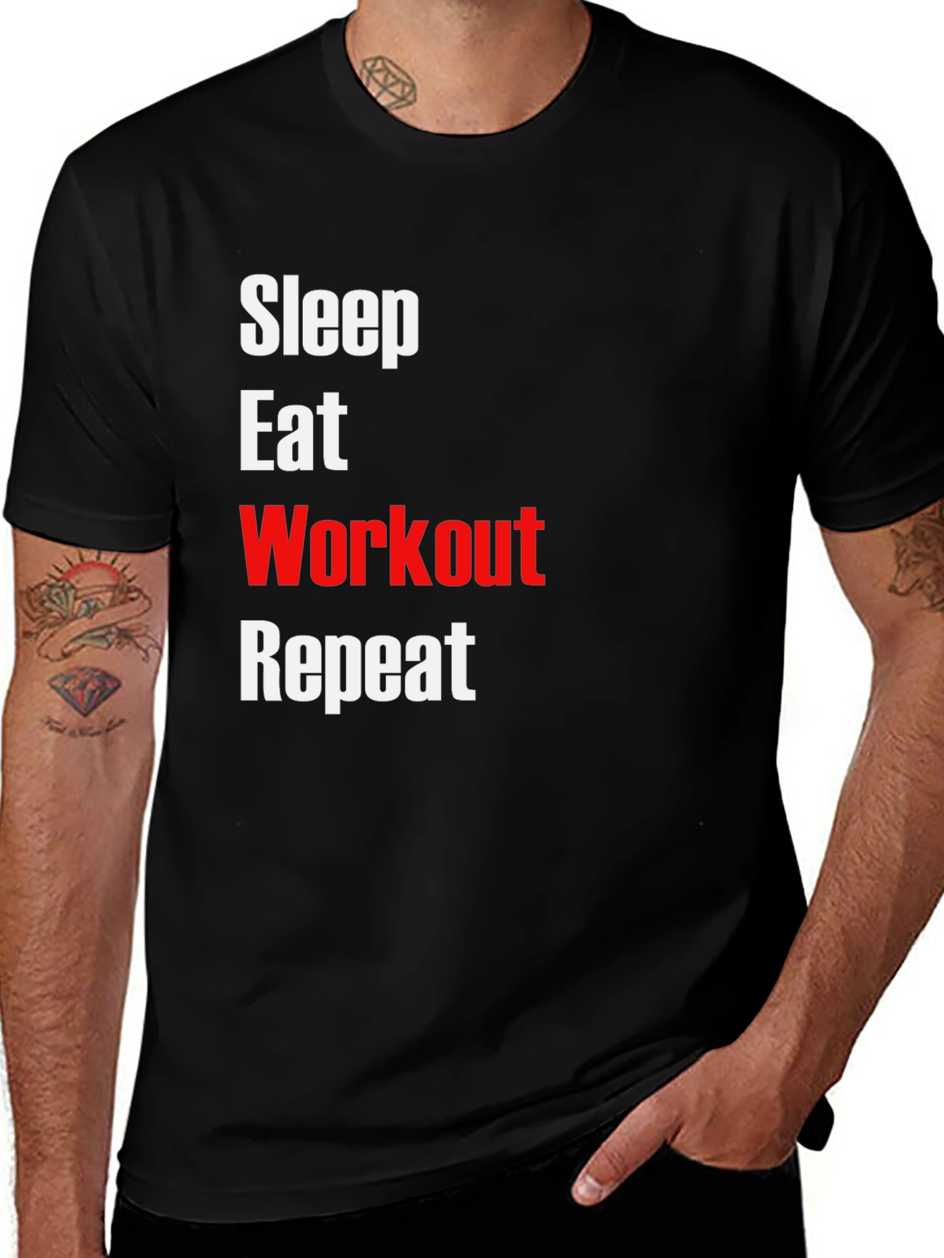 Variant 25 of Sleep Eat Workout Repeat Black T-Shirt