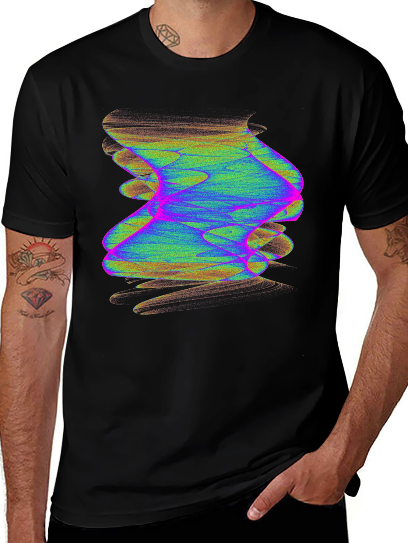 Variant 18 of Abstract Art Graphic Print Black T-Shirt