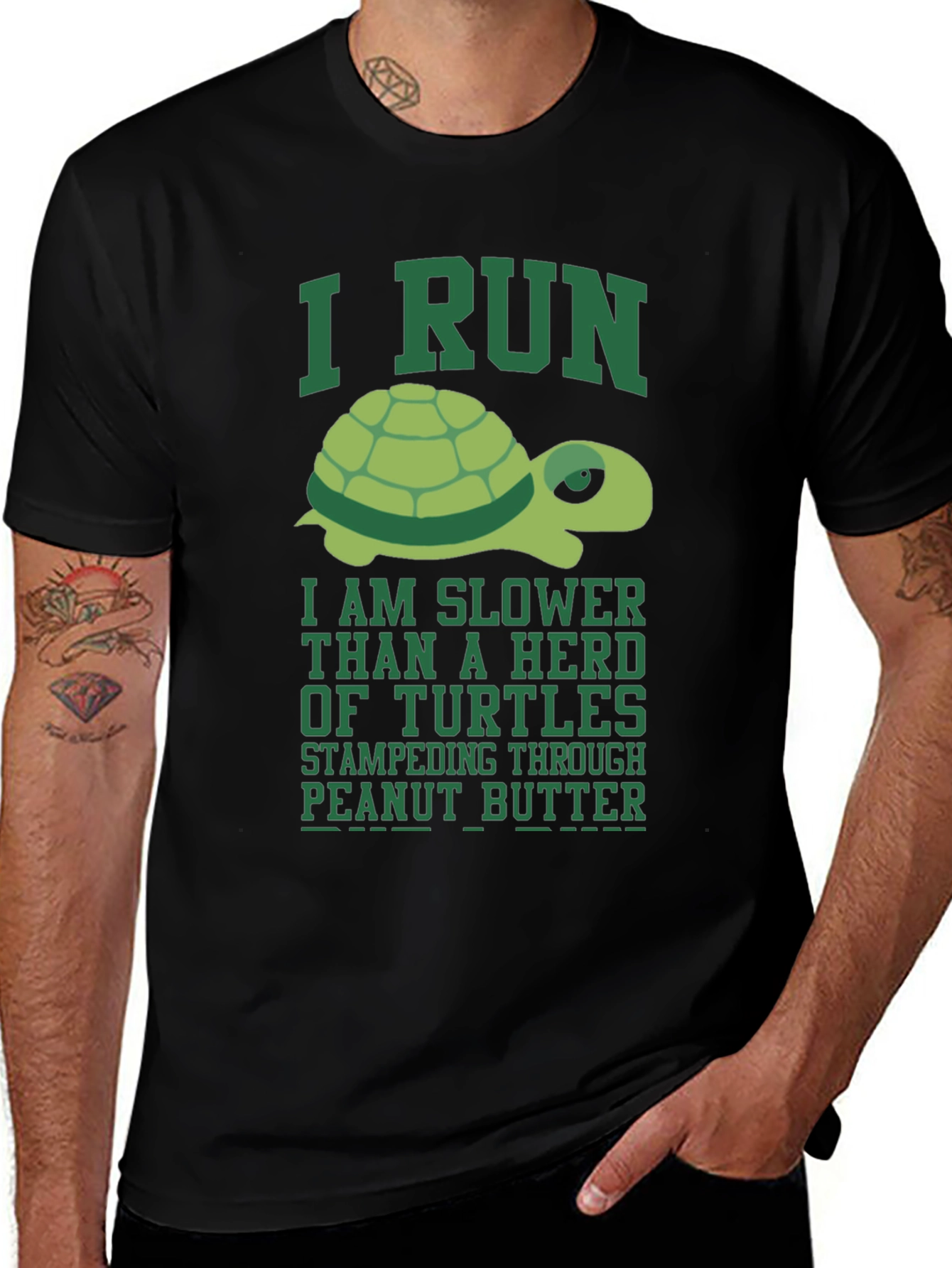 Variant 15 of Funny Turtle Run T-Shirt - Slower Than a Herd