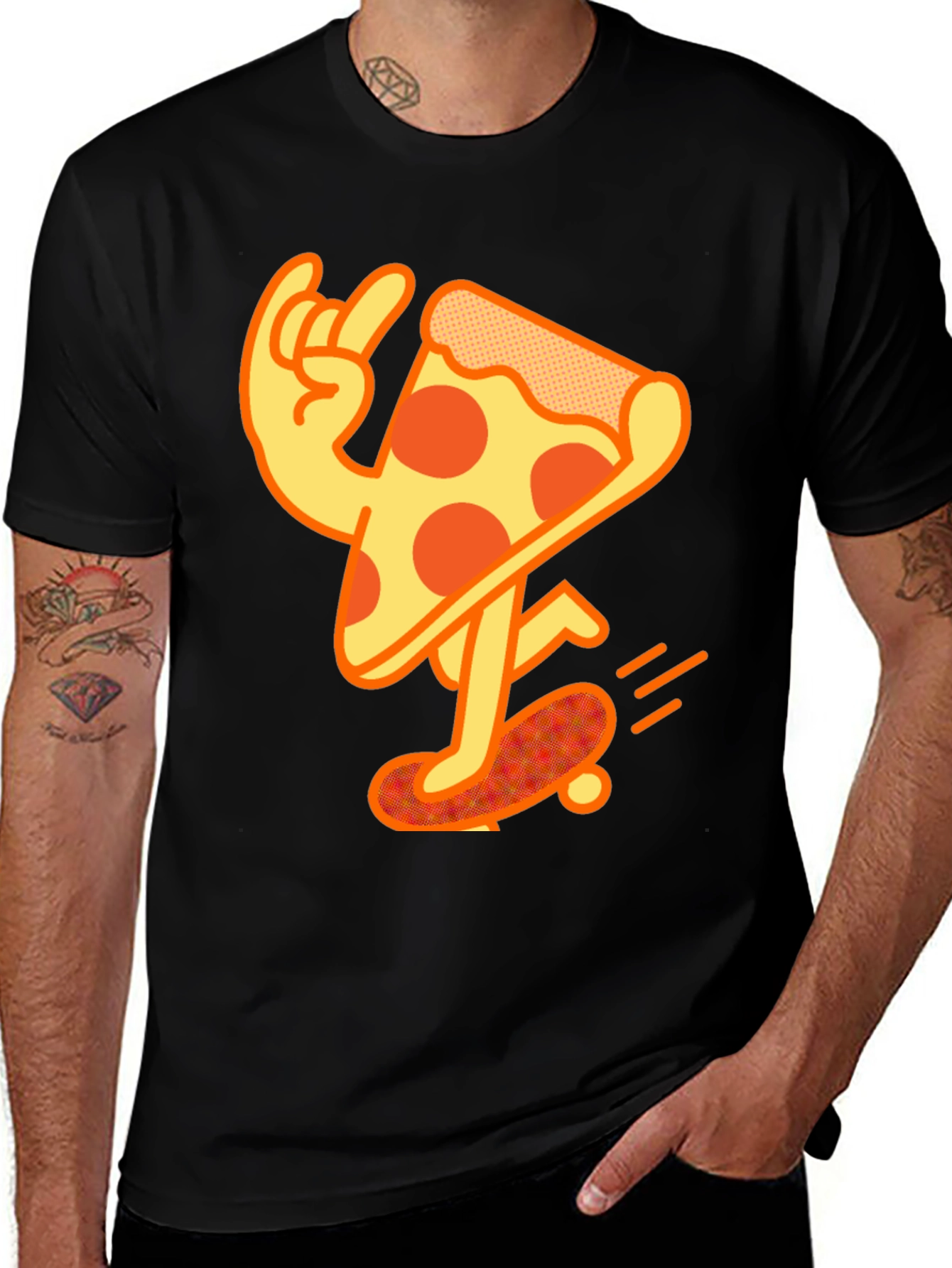 Variant 17 of Pizza Skateboard T-Shirt