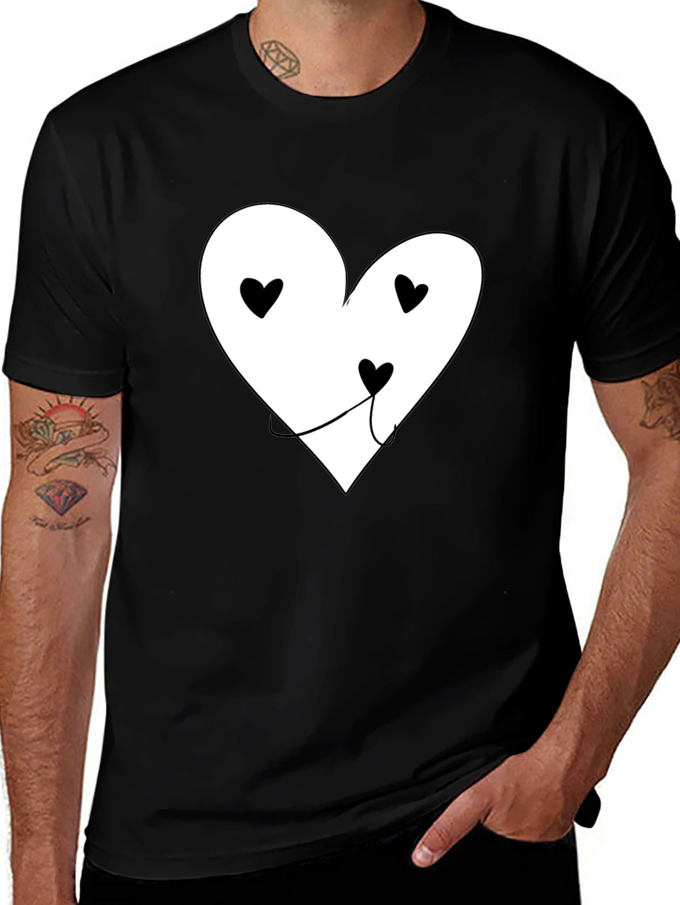 Variant 6 of Heart Face Graphic T-Shirt - Black